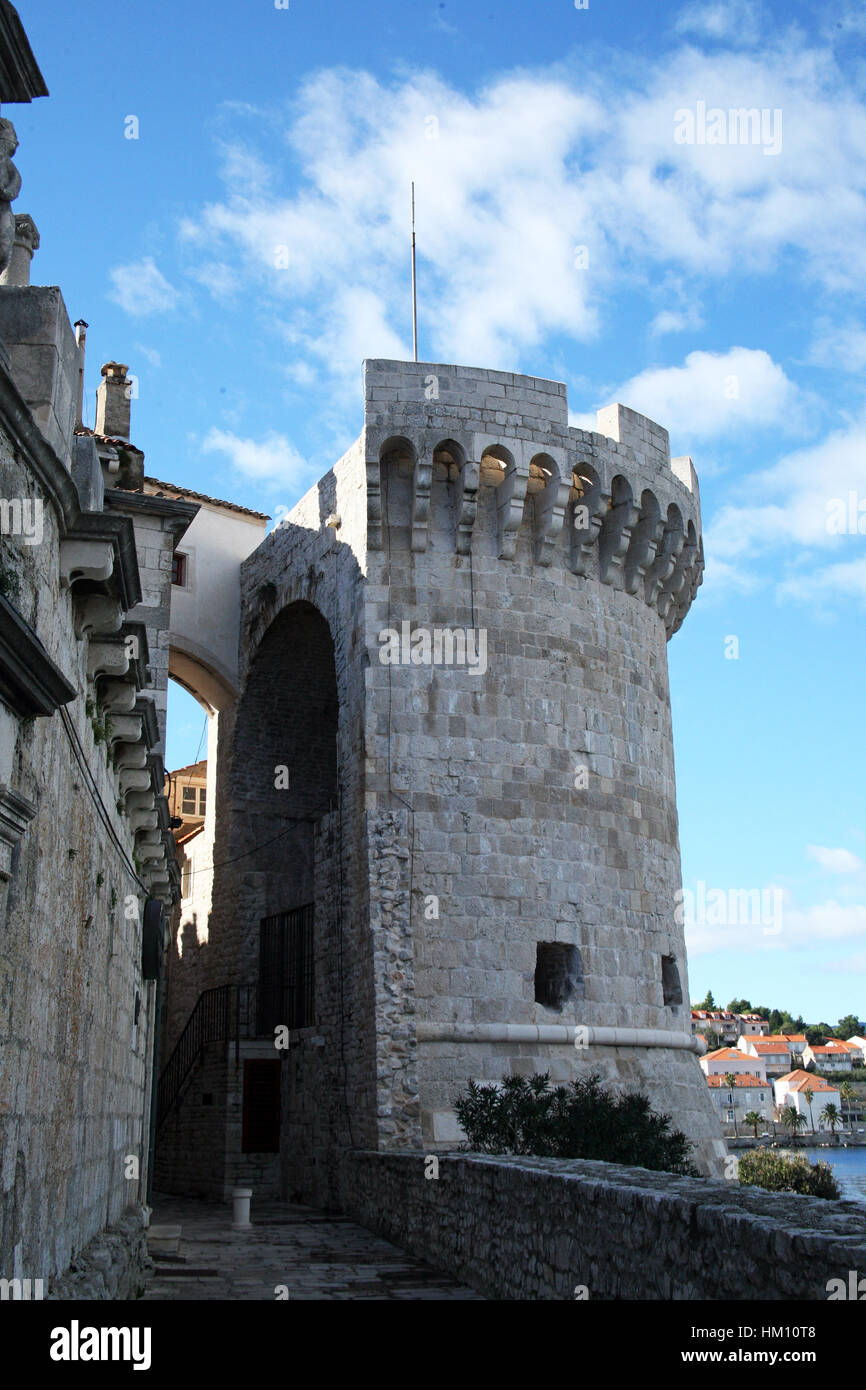 Korcula architecture ancienne détails en pierre,Croatie,europe,2 Banque D'Images