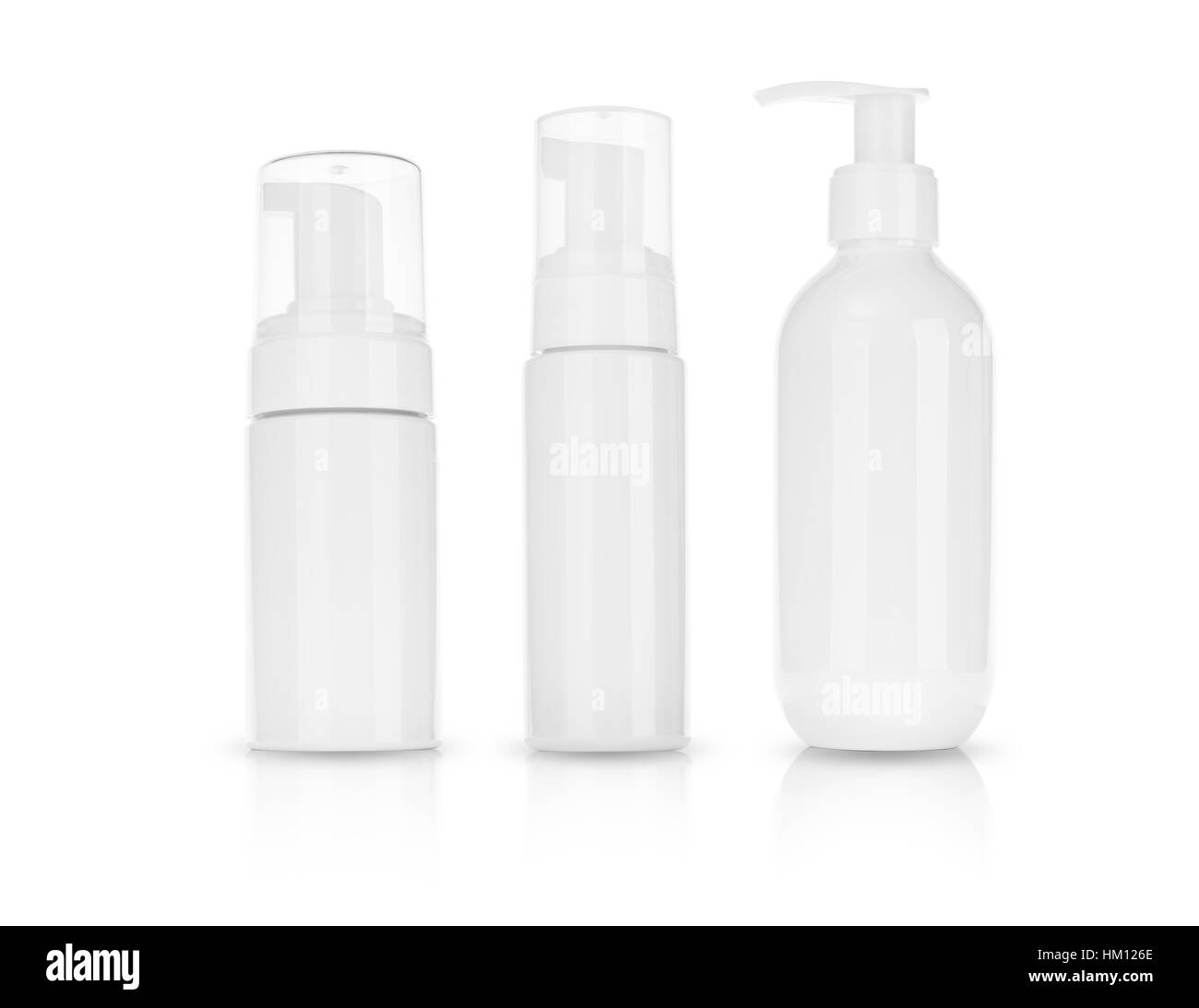 Produit cosmétique pour la crème, mousse, shampooing. sur fond blanc . Banque D'Images