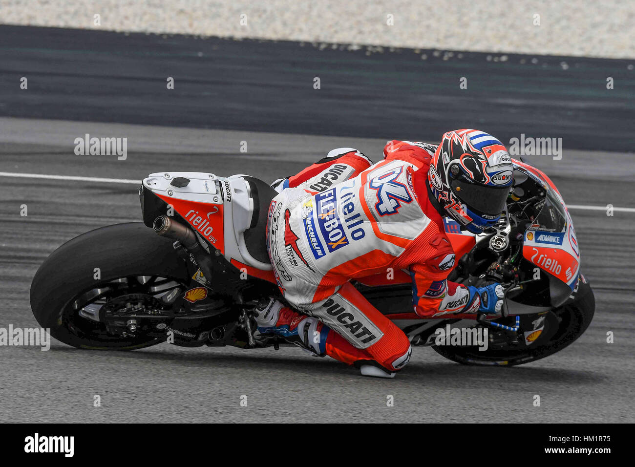 Sepang, en Malaisie. 1er février 2017. Andrea Dovizioso de l'Italie et DucatiTeam en action durant les essais pré-saison MotoGP à Sepang 2017 Circuit International de Sepang en Malaisie, le 01 février 2017 Crédit : marco iorio/Alamy Live News Banque D'Images