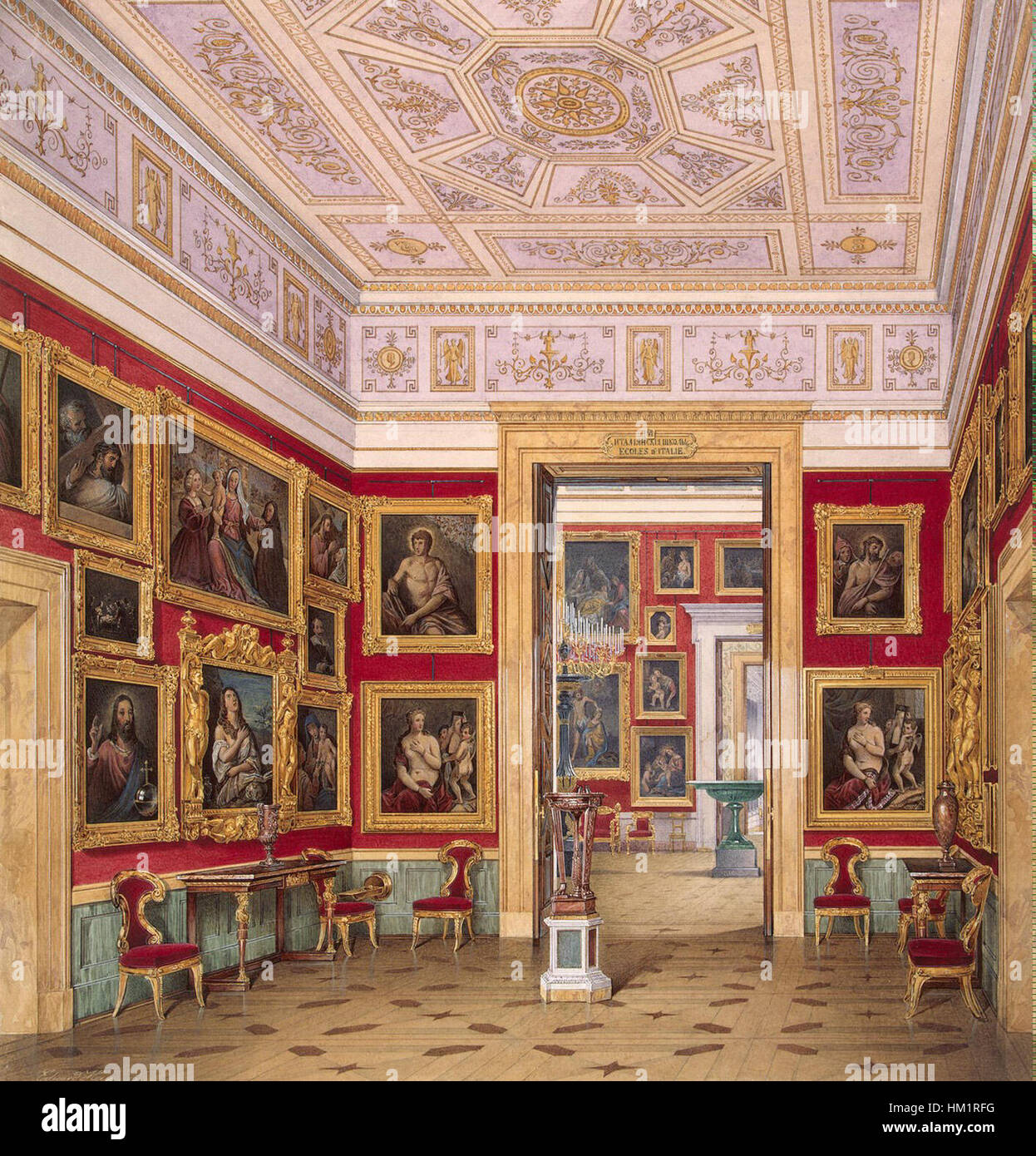 Hau. Les intérieurs de la nouvelle Ermitage. L'étude de l'art italien, 1856 Banque D'Images