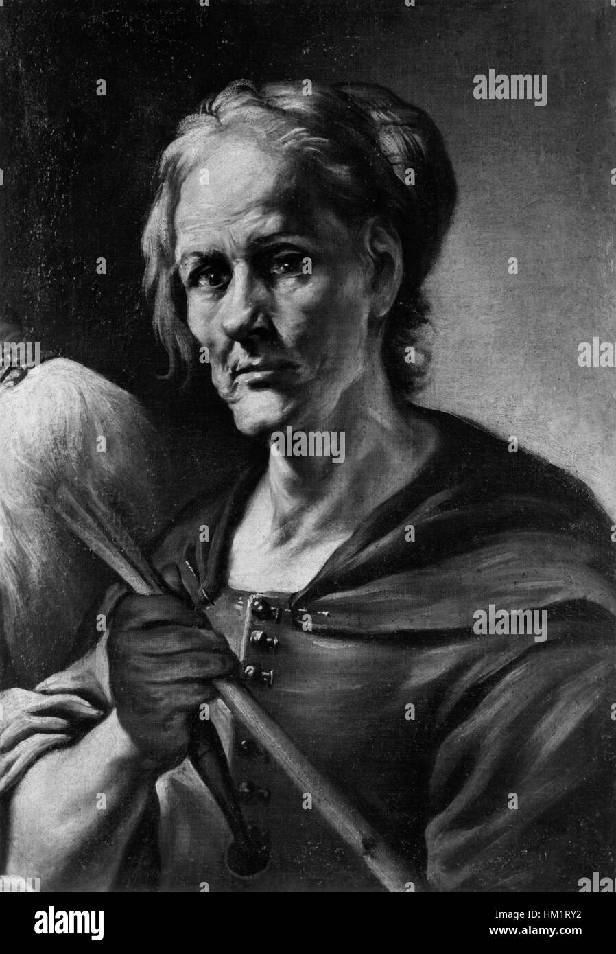 'Vieille femme avec Distaff' est une peinture italienne célèbre, probablement de la Renaissance ou de la période baroque, montrant une femme âgée travaillant avec une distaff, un outil traditionnel utilisé dans la filature du lin. La pièce illustre la représentation réaliste de la vie quotidienne et du travail au cours de l'époque. Banque D'Images