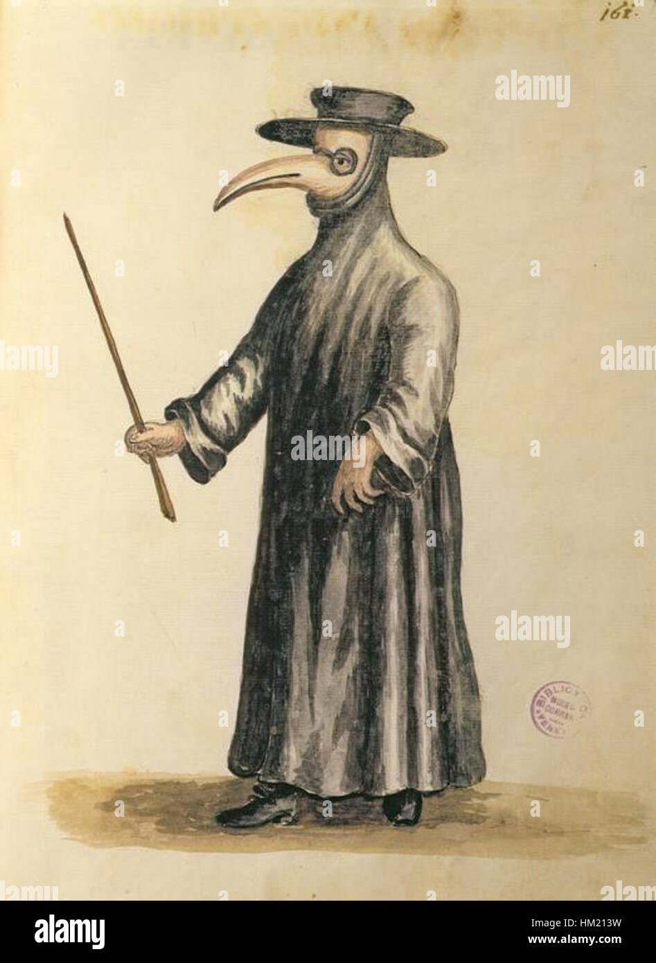 Le portrait de Jan van Grevenbroeck d’un médecin vénitien pendant la peste souligne le rôle de la profession médicale pendant la peste noire. Le tableau, conservé au Museo Correr de Venise, capture la nature solennelle de l’époque, représentant la tenue du médecin et la gravité de l’époque. Banque D'Images