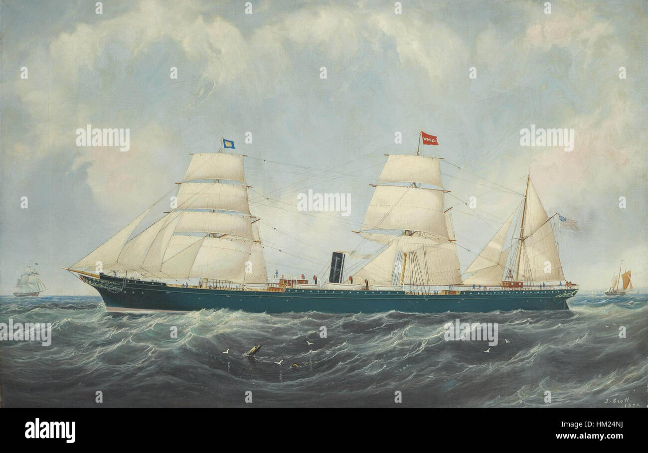 John Scott - Watts, Milburn & Co.'s steamship St Osyth sur son voyage inaugural Banque D'Images
