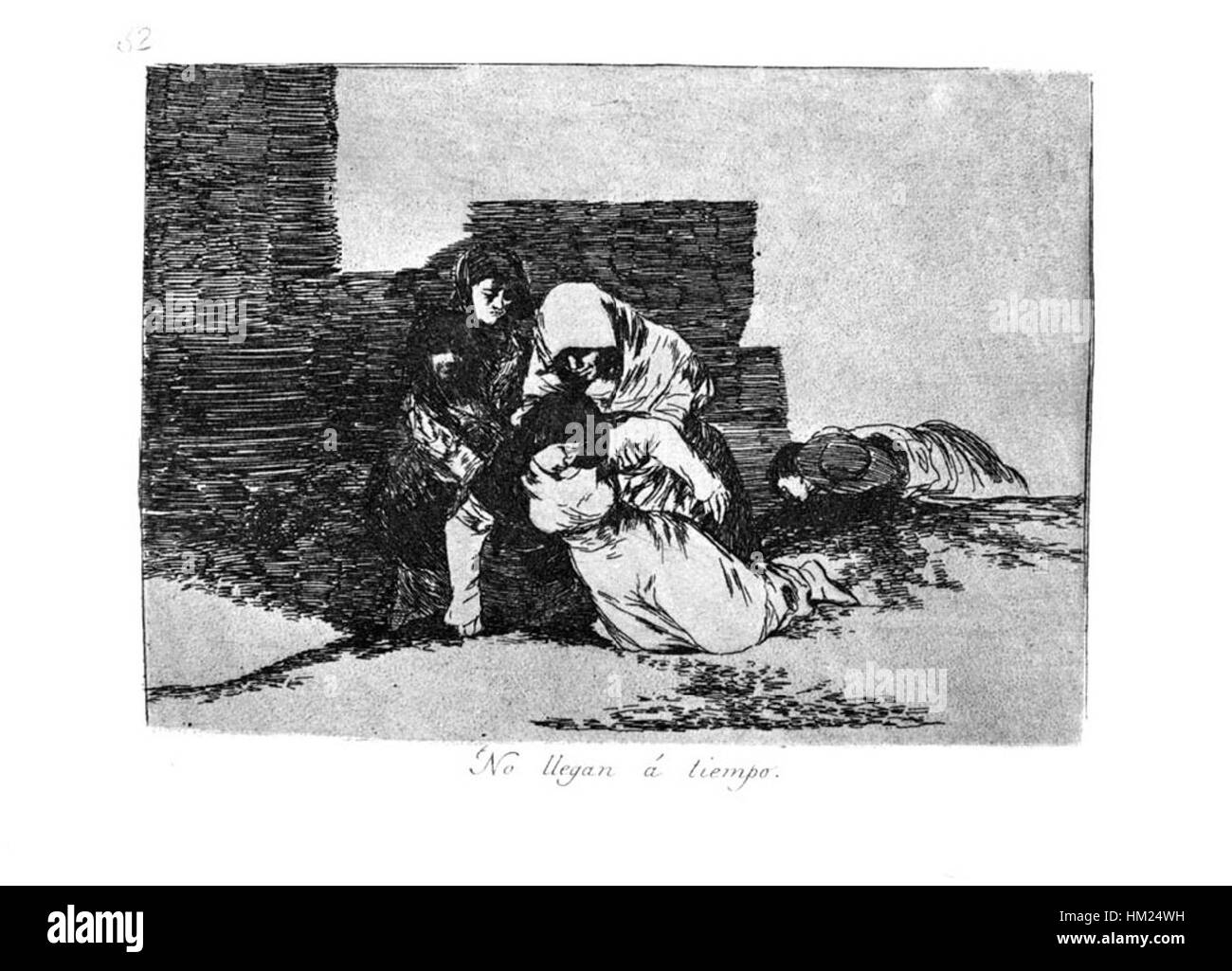 Le tableau 'Goya-Guerra' capture l'expression dramatique et l'intensité émotionnelle, caractéristiques de la période romantique espagnole et de l'œuvre de Goya à la fin du XVIIIe siècle. Banque D'Images