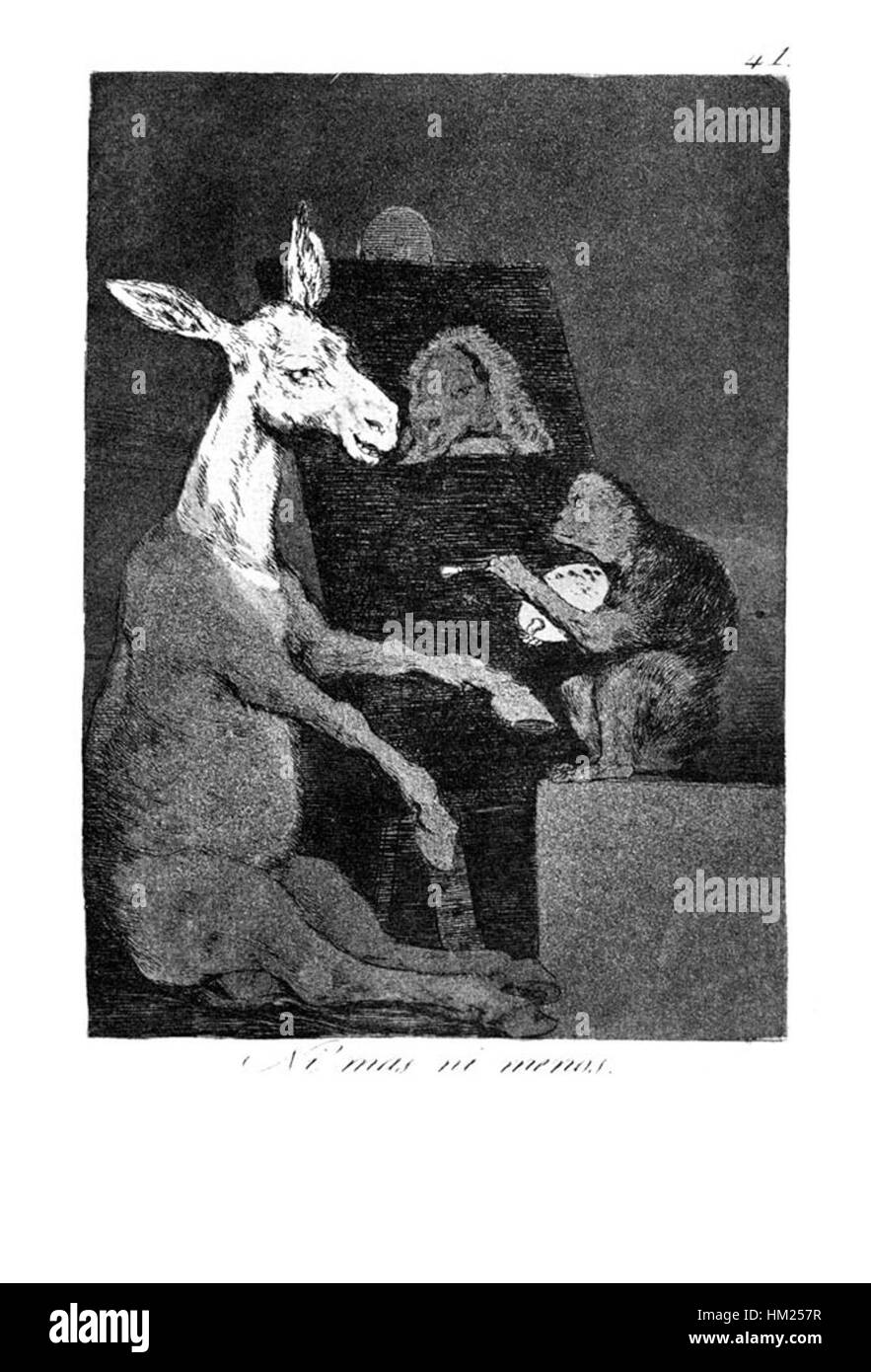 Caprichos de Goya (41) fait partie d'une célèbre série d'estampes satiriques, reflétant les questions sociales et politiques de son époque. La série est exposée dans des galeries et des collections d'art du monde entier. Banque D'Images