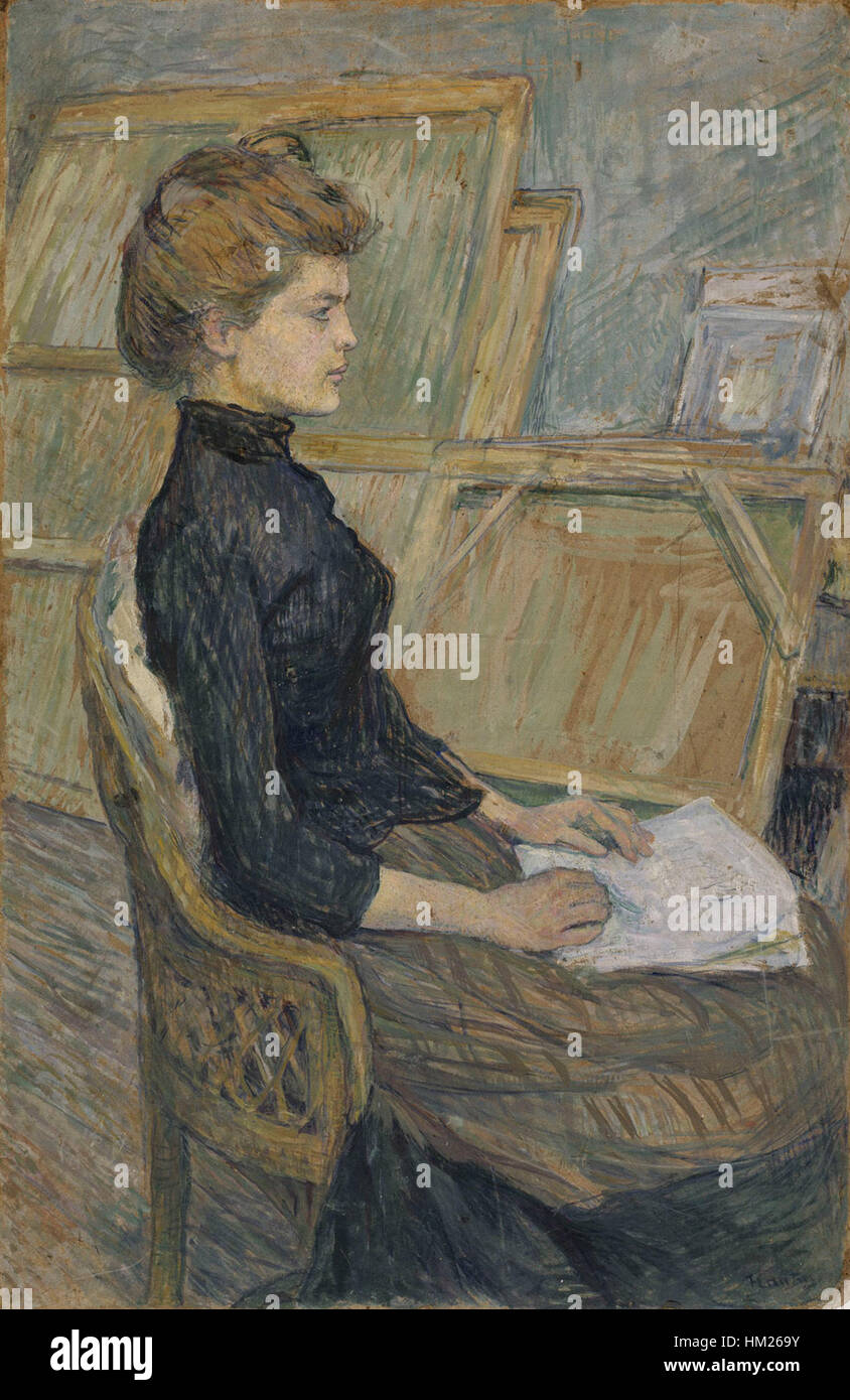 Ce tableau de 1889 d'Henri de Toulouse-Lautrec met en scène Hélène Vary, chanteuse et danseuse française populaire de l'époque. Le portrait de Lautrec capture la personnalité vibrante de Vary et la culture cabaret parisienne animée dans laquelle elle a été impliquée. Banque D'Images