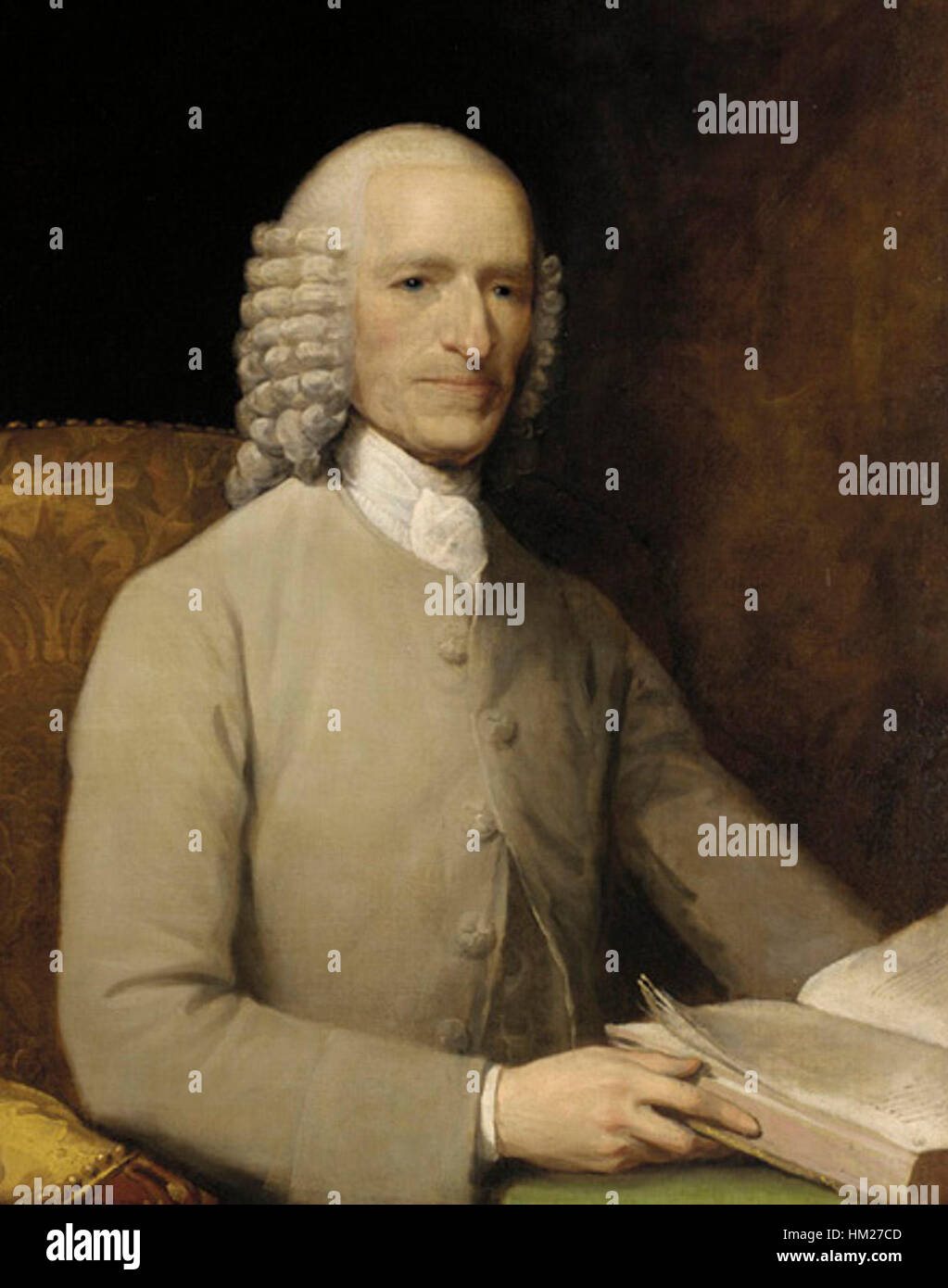 John Fothergill, un éminent médecin et botaniste anglais du XVIIIe siècle, est représenté dans ce portrait. Fothergill était connu pour ses contributions à la médecine et son travail approfondi en botanique, en particulier ses études sur les plantes des Amériques. Sa collection botanique est l'une des plus importantes de son temps et joue un rôle clé dans l'expansion des connaissances sur les espèces végétales en Europe. Banque D'Images