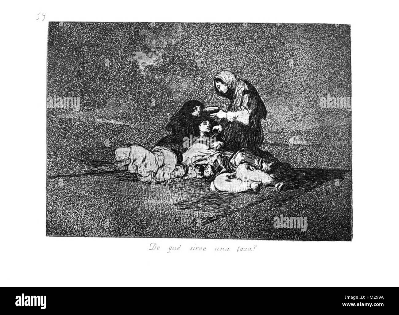 L'œuvre de Goya-Guerra '59' capture une scène dramatique du conflit espagnol, reflétant l'intensité émotionnelle et brute de la guerre au début du XIXe siècle. Banque D'Images