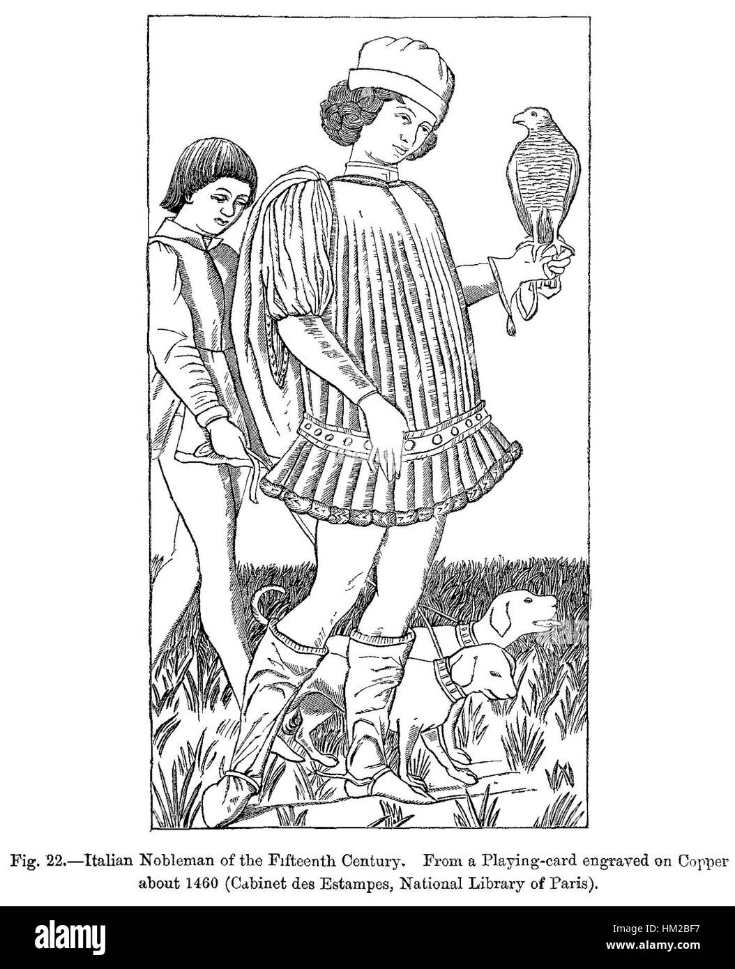 Noble italien du xve siècle d'un jeu de carte gravée sur cuivre sur 1460 Cabinet des estampes de la Bibliothèque Nationale de Paris Banque D'Images