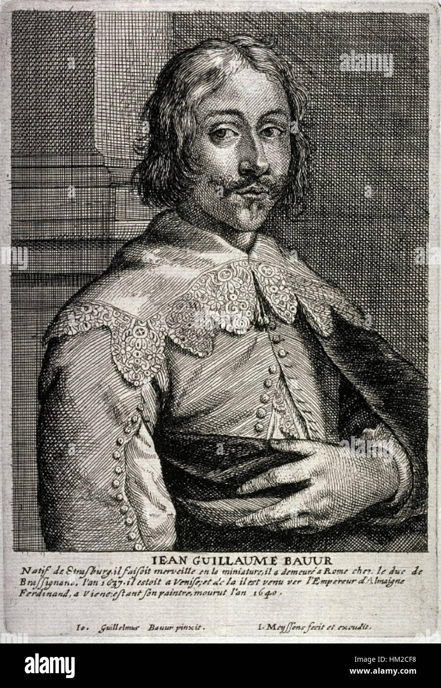 L'œuvre de Johann Wilhelm Baur, représentée par Jan Meyssens, comprend des thèmes historiques exprimés à travers des gravures détaillées et des peintures à l'huile. L'œuvre témoigne des styles artistiques du passé. Banque D'Images