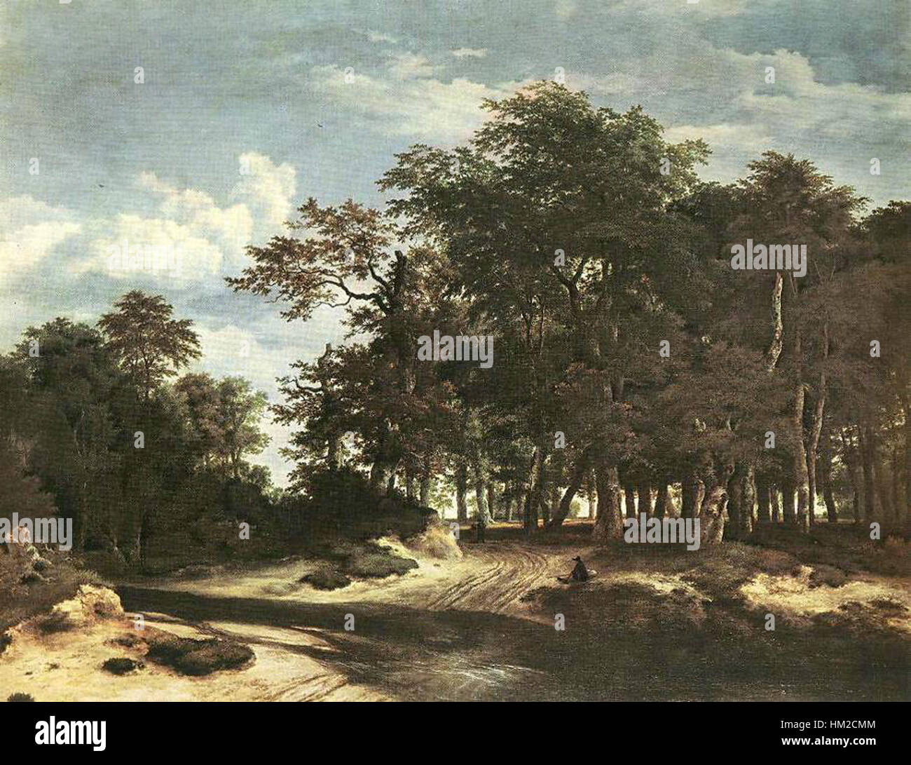 Jacob Isaacksz. La peinture de Van Ruisdael, « la Grande Forêt », dépeint un paysage forestier dense et atmosphérique. Connu pour sa représentation magistrale de la nature, Ruisdael capture la tranquillité et la grandeur de l'environnement forestier avec ses détails caractéristiques et ses jeux de lumière. Banque D'Images