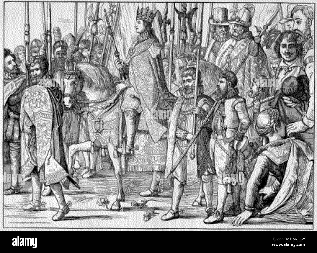 Le portrait de Christian IV du Danemark et de la Norvège, souvent évoqué dans le contexte de son règne au XVIIe siècle, met en valeur l’impact du monarque sur la politique et la culture scandinaves. Christian IV était connu pour ses ambitieux projets de construction et ses engagements militaires. Banque D'Images