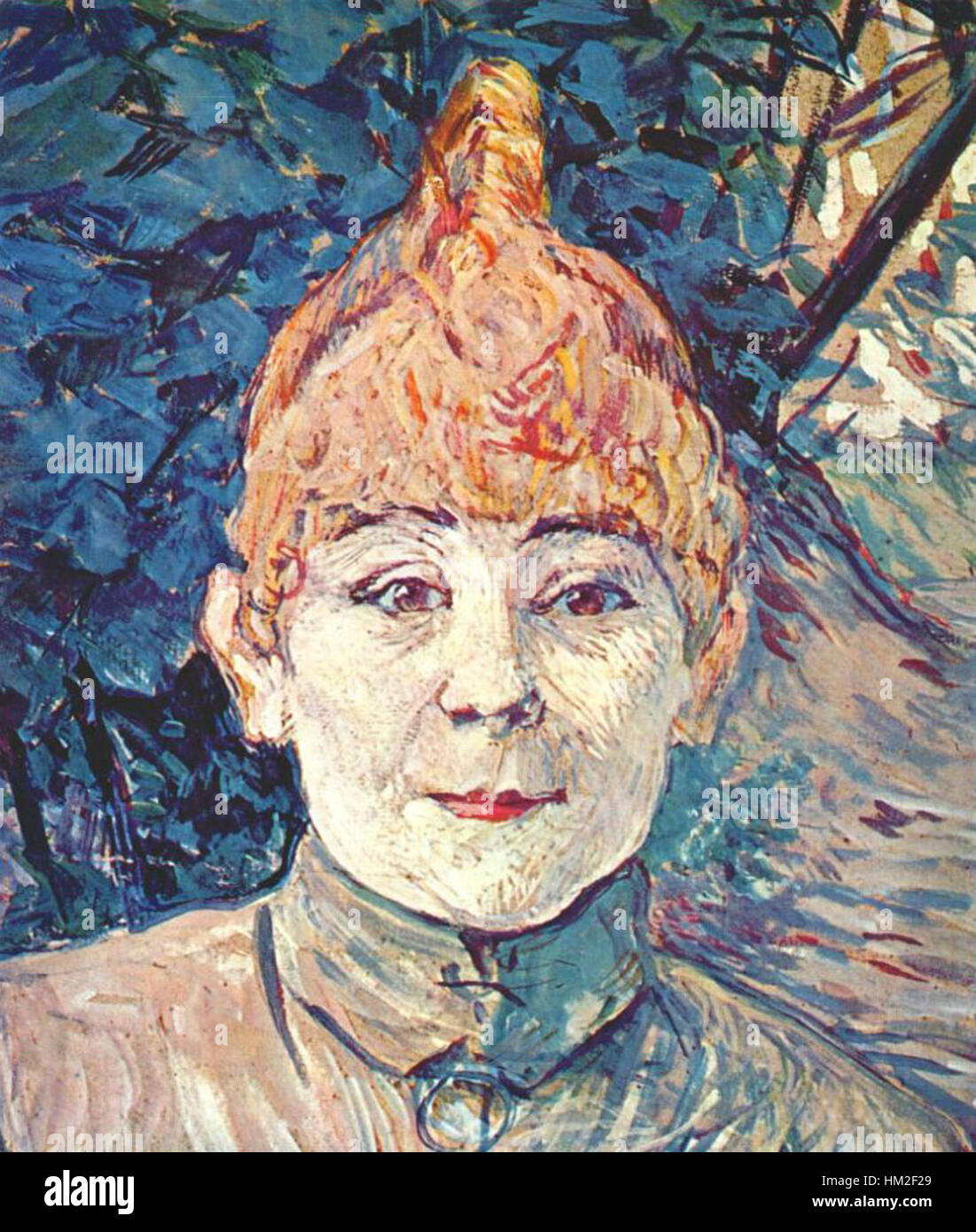 Ce tableau d'Henri Toulouse-Lautrec, intitulé 'casque d'Or', représente une femme portant un casque doré, symbole de beauté et d'allure. Créé en 1891, il est un exemple frappant de l'exploration de la vie parisienne contemporaine par Lautrec. Banque D'Images
