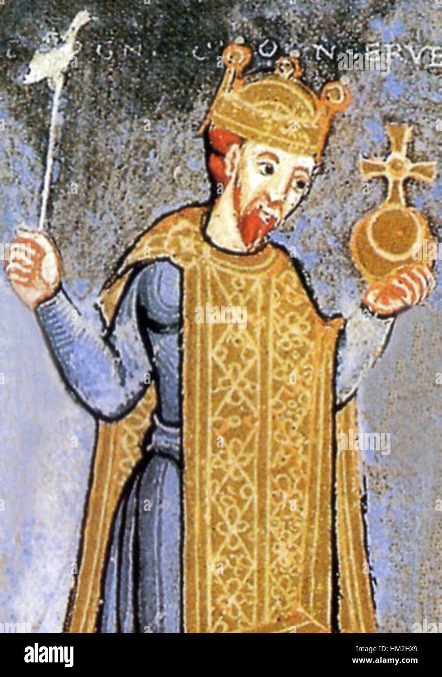 Cette peinture représente Henri III, empereur du Saint-Empire romain germanique, le représentant en tenue royale. L'œuvre souligne son rôle dans l'histoire médiévale européenne en tant que dirigeant et dirigeant du Saint Empire romain germanique au XIe siècle. Banque D'Images