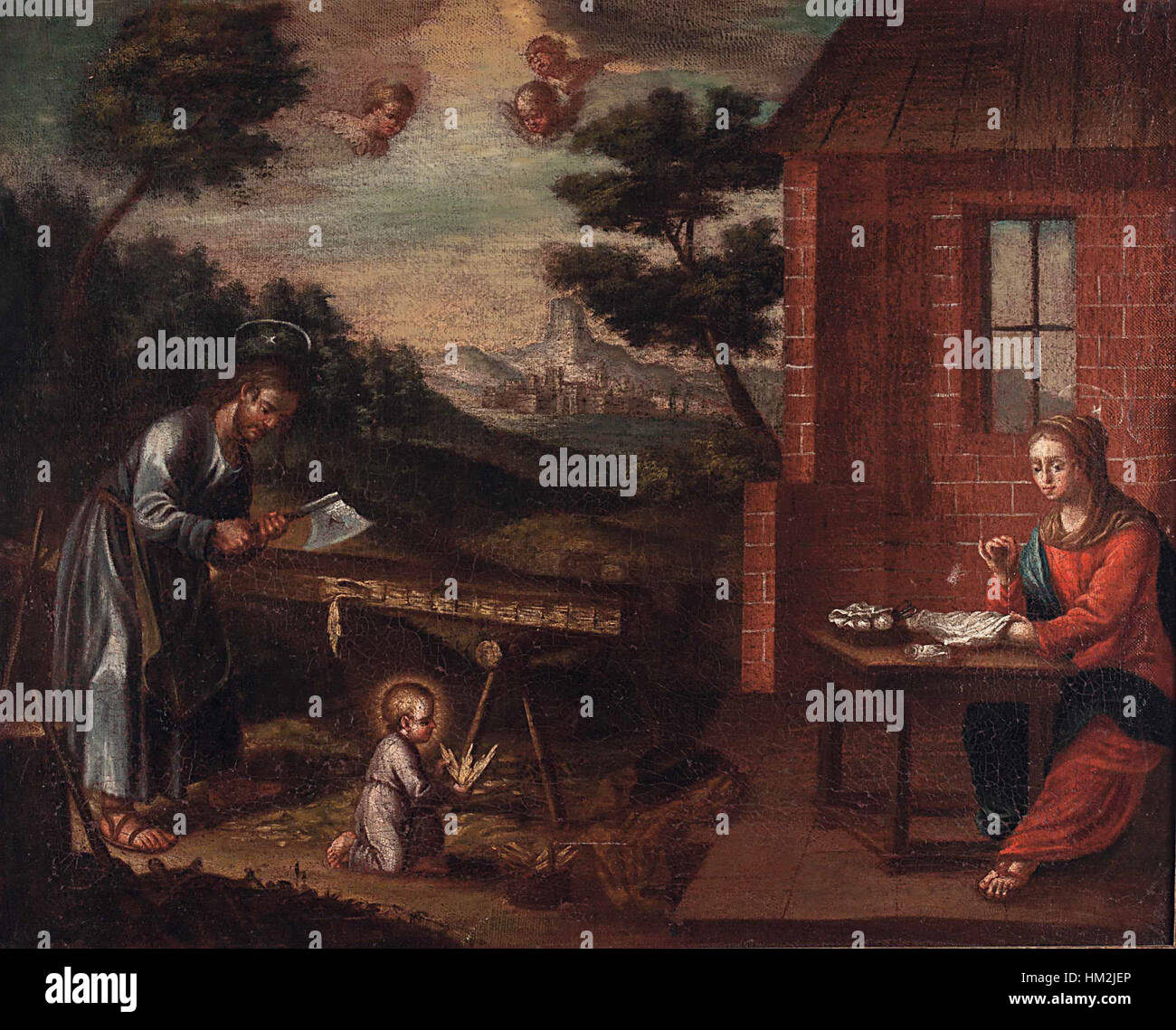 Cette peinture montre *Haus Nazareth*, un bâtiment historique du XVIIe siècle, reflétant le style architectural de cette période. L'œuvre d'art souligne son design et l'importance historique de la maison à cette époque. Banque D'Images