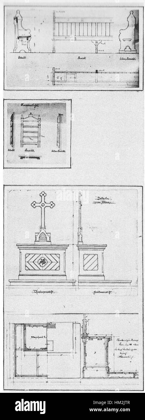Kirche-konz-karthaus-1892-entwurf-autel Banque D'Images