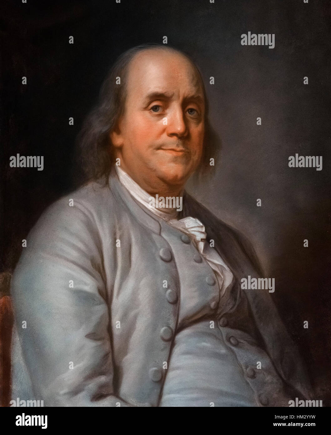 Benjamin Franklin. Portrait par Duplessis - Le manteau gris Portrait - Huile sur toile, c.1777/8 Banque D'Images