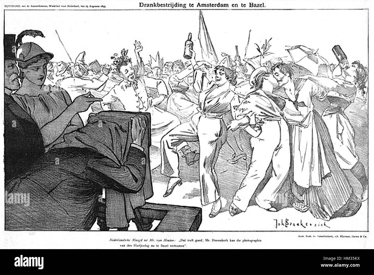 Johan Braakensiek - La célébration de Hartjesdag - 1895 Imprimer satirique Banque D'Images