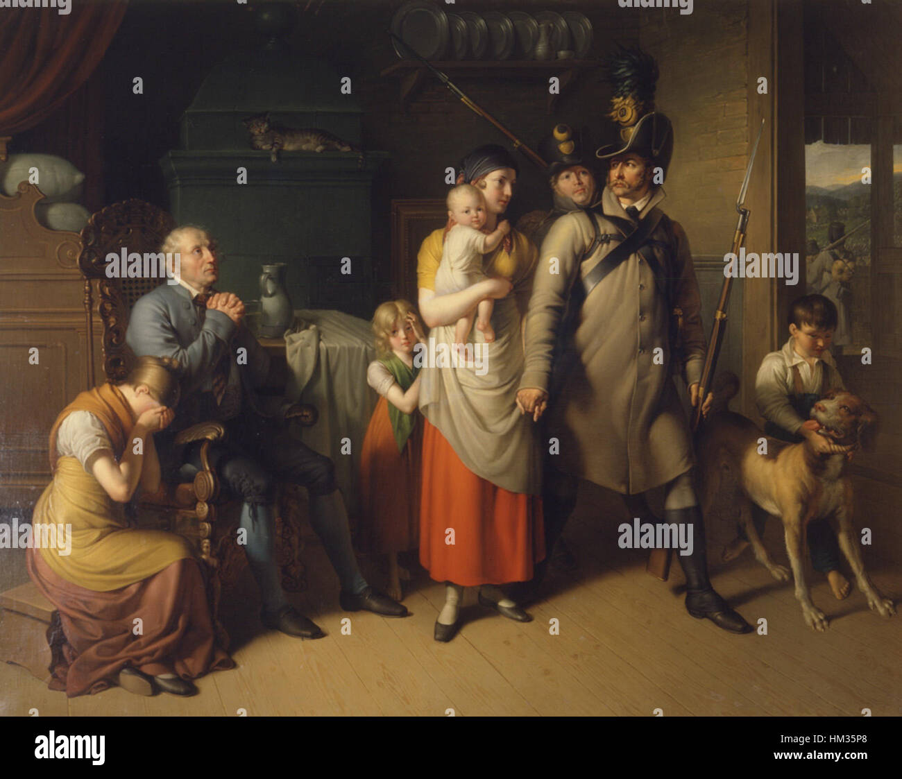 Une peinture historique de Johann Peter Krafft, mettant en valeur son style signature. Krafft était connu pour son travail dans le genre romantique et historique, mélangeant des compositions dramatiques avec une attention particulière aux détails et à la précision historique. Banque D'Images