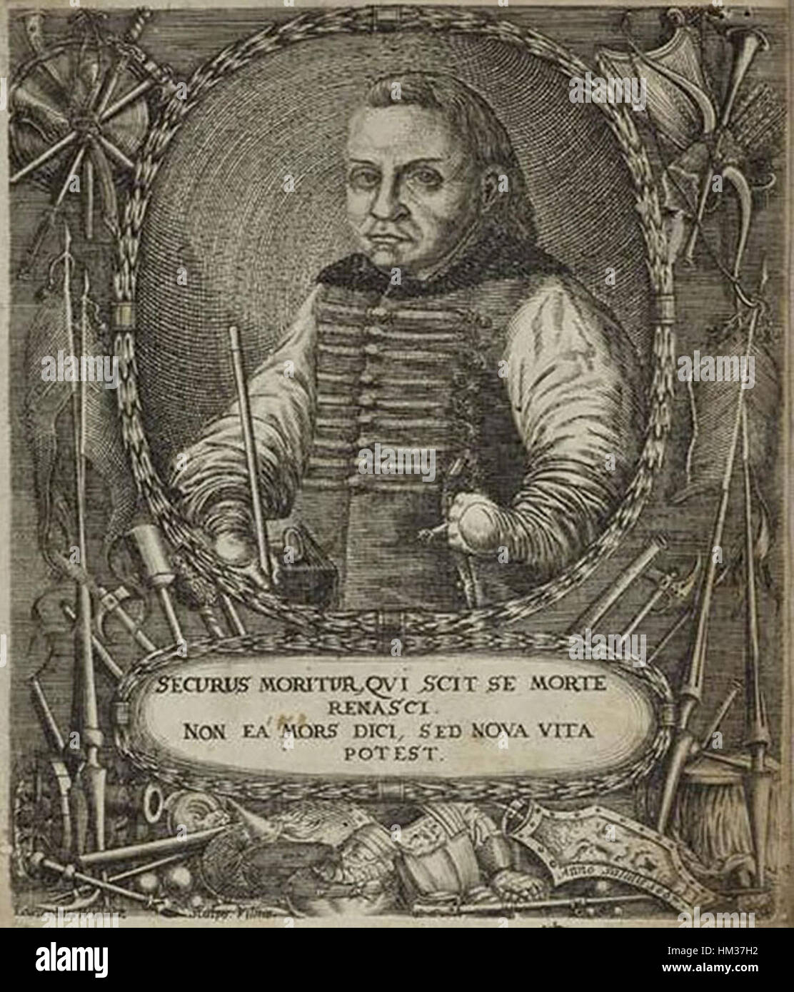 Kazimierz Lew Sapieha était un éminent noble polonais et chef militaire, connu pour son rôle dans le Commonwealth polono-lituanien du XVIIe siècle. Son portrait reflète l'aristocratie et la culture militaire de l'époque. Banque D'Images