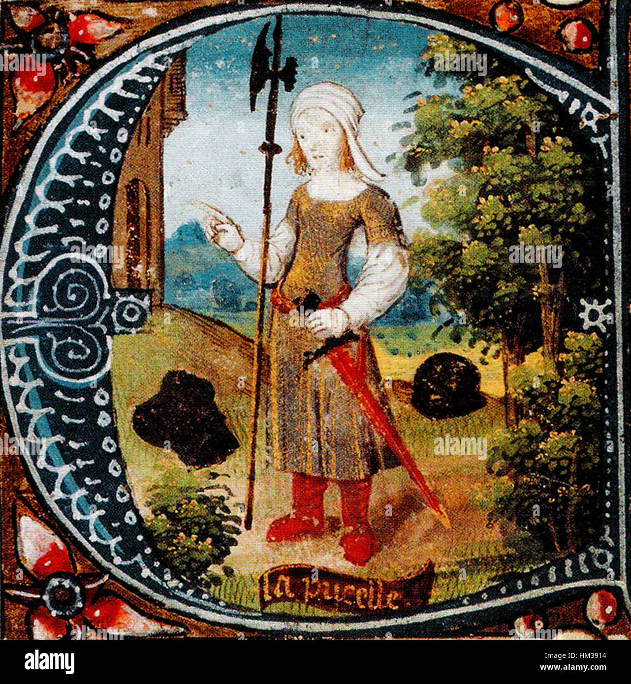 Cette peinture miniature du XVe siècle représente Jeanne d’Arc, également connue sous le nom de Jeanne d’Arc, illustrant son rôle dans l’histoire de France en tant que chef militaire et martyr. L'œuvre est une représentation précieuse du religieux médiéval et historique compris Banque D'Images Cette peinture miniature du XVe siècle représente Jeanne d’Arc, également connue sous le nom de Jeanne d’Arc, illustrant son rôle dans l’histoire de France en tant que chef militaire et martyr. L'œuvre est une représentation précieuse du religieux médiéval et historique compris Banque D'Images