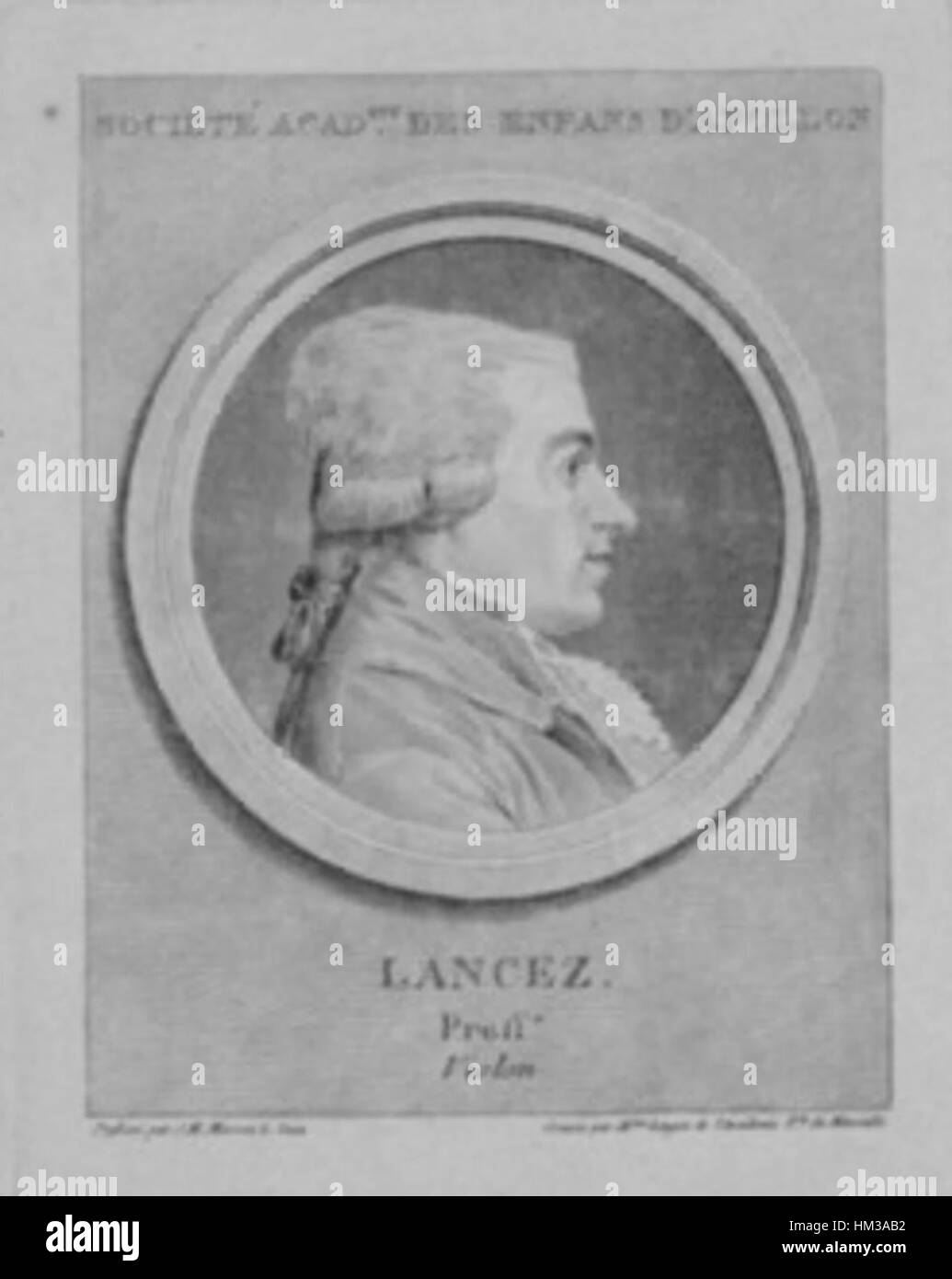 Un portrait de Lancez, professeur de violon, capturé dans une peinture à l'huile du XIXe siècle. L'œuvre reflète l'appréciation culturelle de la musique et des arts au cours de la période, mettant en valeur un professionnel de l'éducation musicale. Banque D'Images