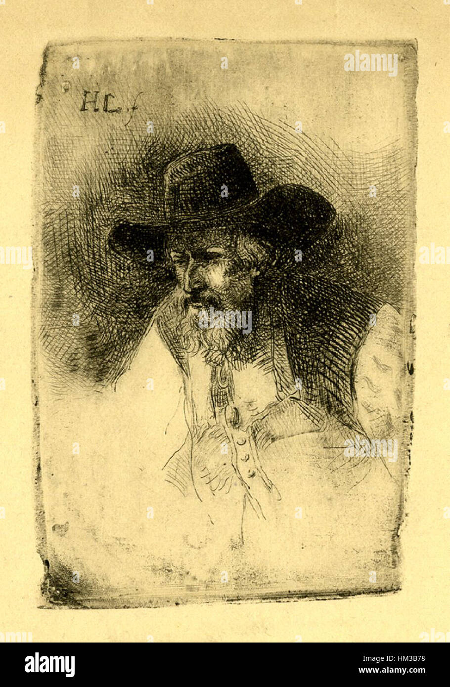 Henri Leys - Portrait d'un homme barbu avec un chapeau, le buste-longueur vers la gauche Banque D'Images