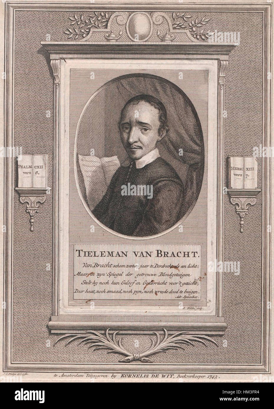 Jan Caspar Philips après Simon Fokke - Portrait de Tieleman van Bracht CMRC-G01009 Banque D'Images