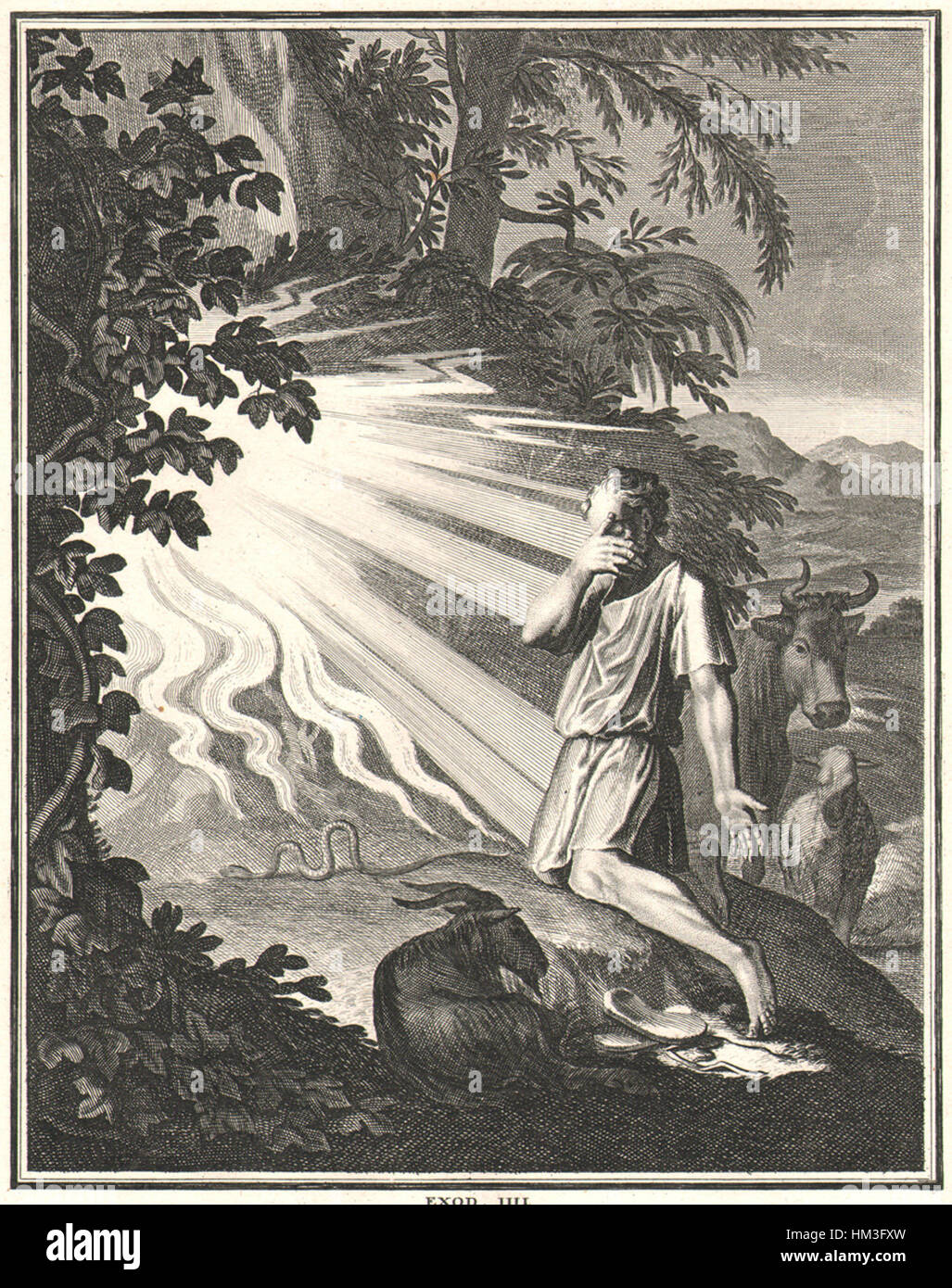 Une gravure de Jan Luyken, connue pour ses représentations détaillées de scènes bibliques et historiques, utilisant des techniques complexes de dessin au trait et d'ombrage. Banque D'Images