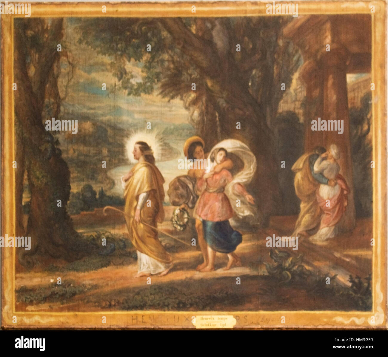 *Happy Times* est une peinture à l’huile qui reflète un moment joyeux et nostalgique, dépeignant probablement une scène de loisirs et de bonheur. La palette de couleurs douces de la peinture et le pinceau expressif évoquent un sentiment de calme et de contentement, caractéristique du genre de la fin du XIXe siècle Banque D'Images