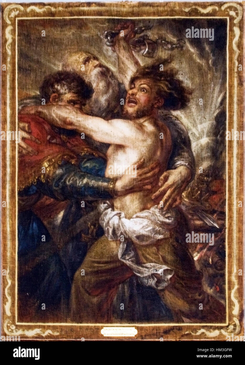 Cette œuvre d'art intitulée 'les partis selon le Christ' représente une interprétation religieuse des partis politiques, reflétant les perspectives théologiques chrétiennes sur la gouvernance et l'ordre social. Banque D'Images