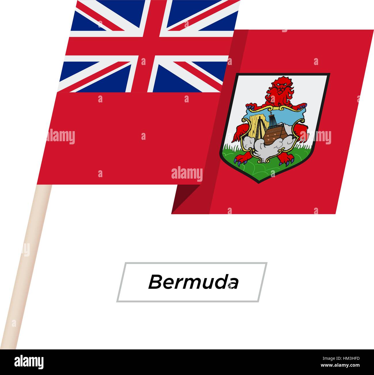 Ruban Bermudes Waving Flag isolé sur blanc. Vector Illustration. Illustration de Vecteur