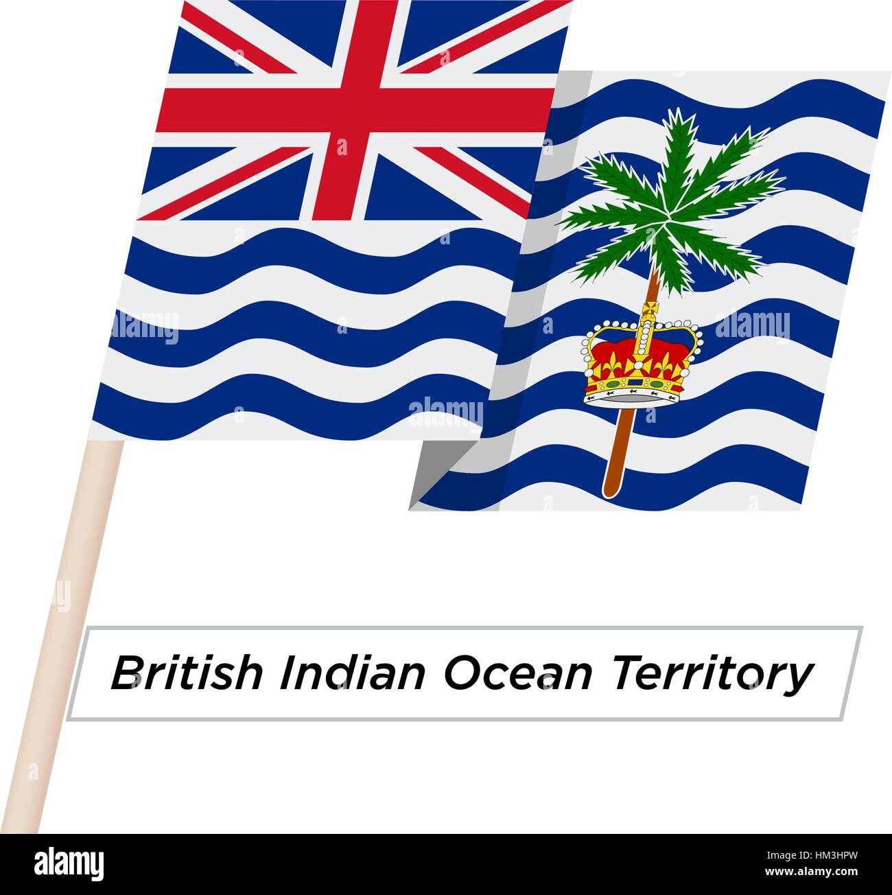 Territoire britannique de l'Océan Indien Waving Flag Ruban isolé sur blanc. Vector Illustration. Illustration de Vecteur