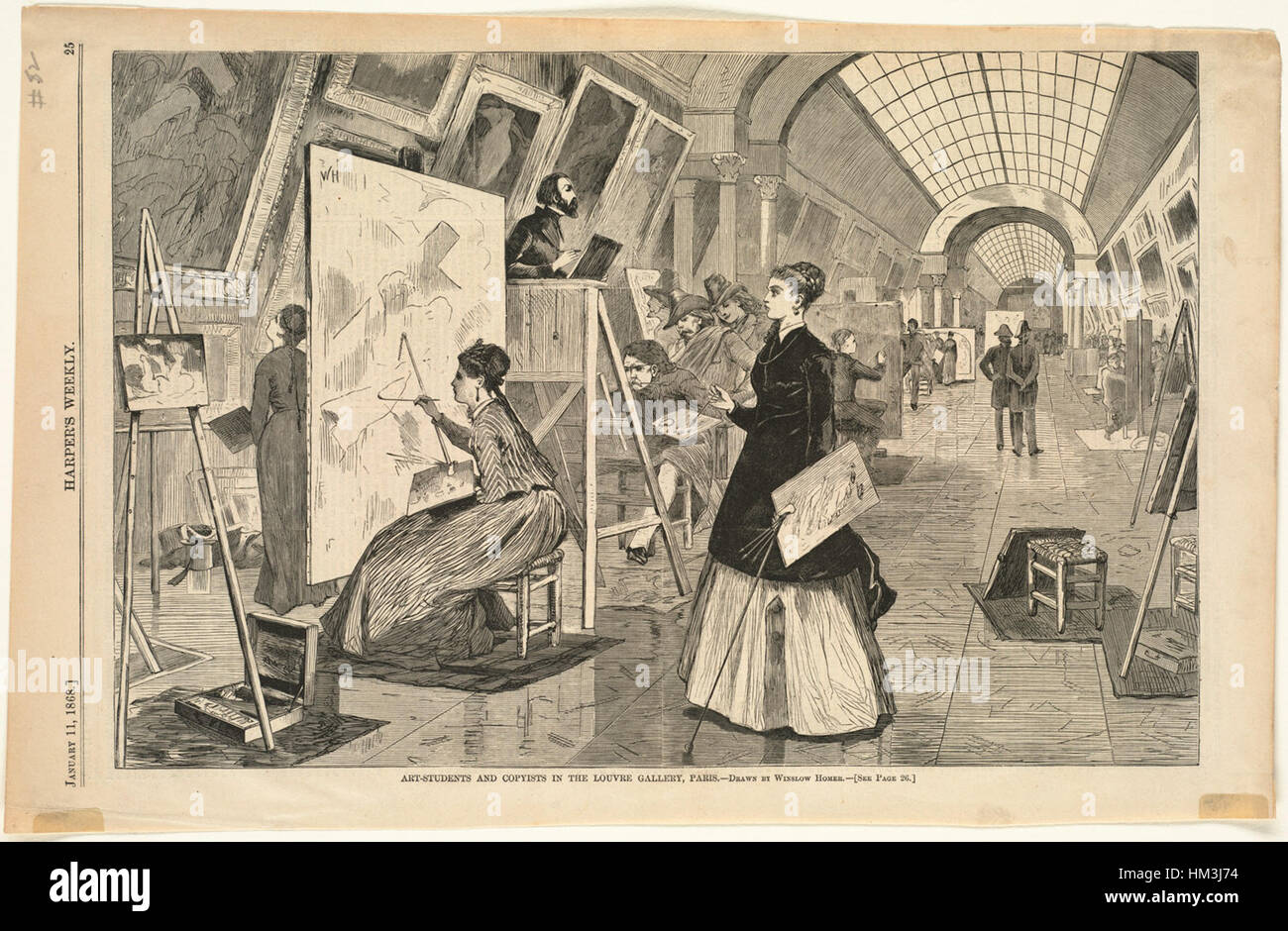 Art-étudiants et des copistes dans la galerie du Louvre, Paris (Boston Public Library) Banque D'Images