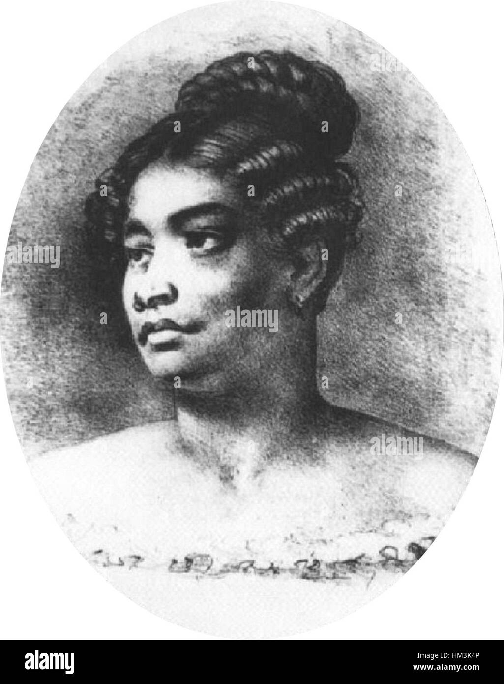 Kamamalu, la femme préférée de Liholiho (roi Kamehameha II), est représentée sur cette image. Elle est connue pour sa beauté et son rôle dans l'histoire royale hawaïenne, représentant l'importance culturelle et politique de la monarchie hawaïenne à son époque. Banque D'Images