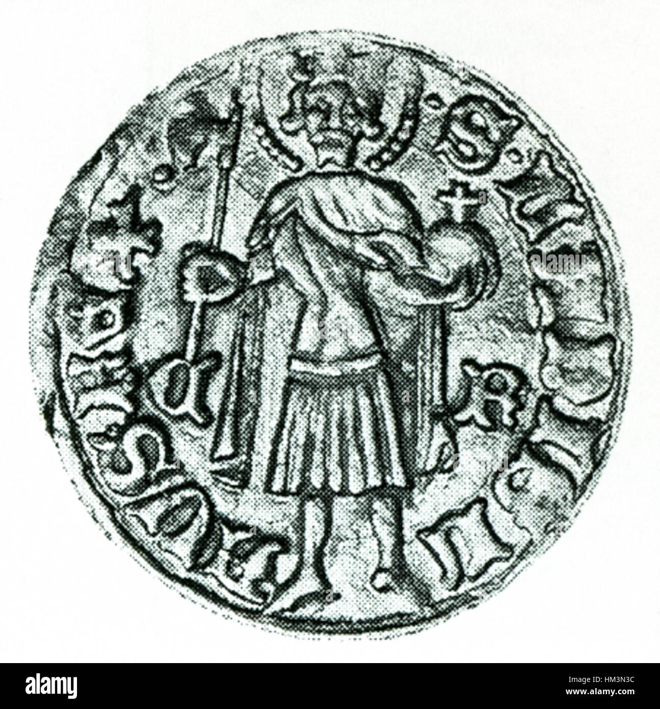 Florin d'or de Sigismond avec l'image de Saint Ladislas Banque D'Images