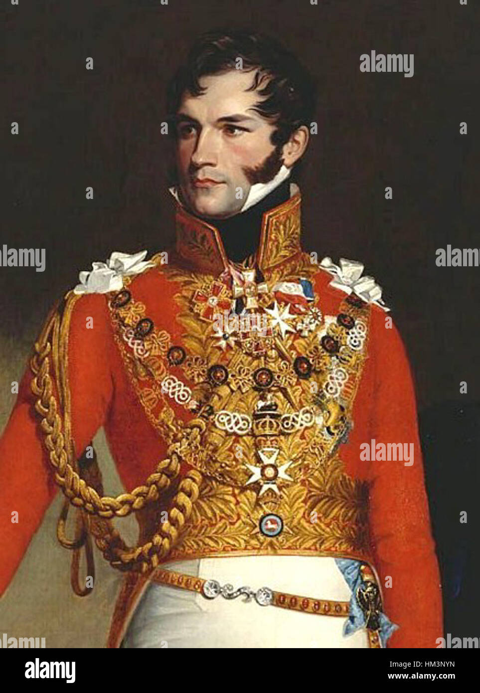 Ce portrait de Léopold Ier de Belgique, peint au XIXe siècle, capture le premier roi de Belgique dans sa tenue royale. Il souligne son leadership et l'établissement de la monarchie belge au début des années 1800 Banque D'Images