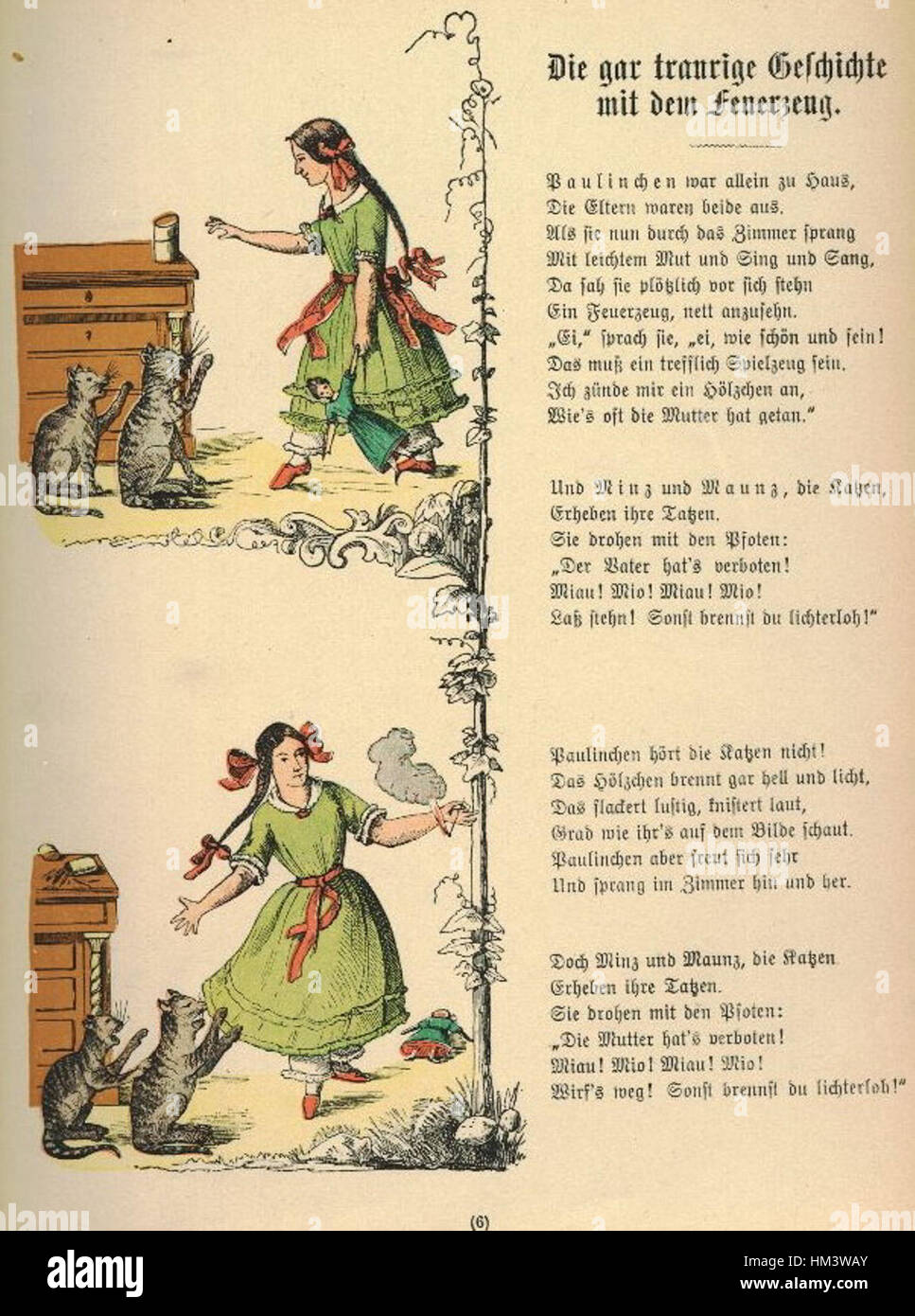 Une image de 'Struwwelpeter', un célèbre livre allemand pour enfants de Heinrich Hoffmann, mettant en vedette le personnage de Struwwelpeter. Banque D'Images