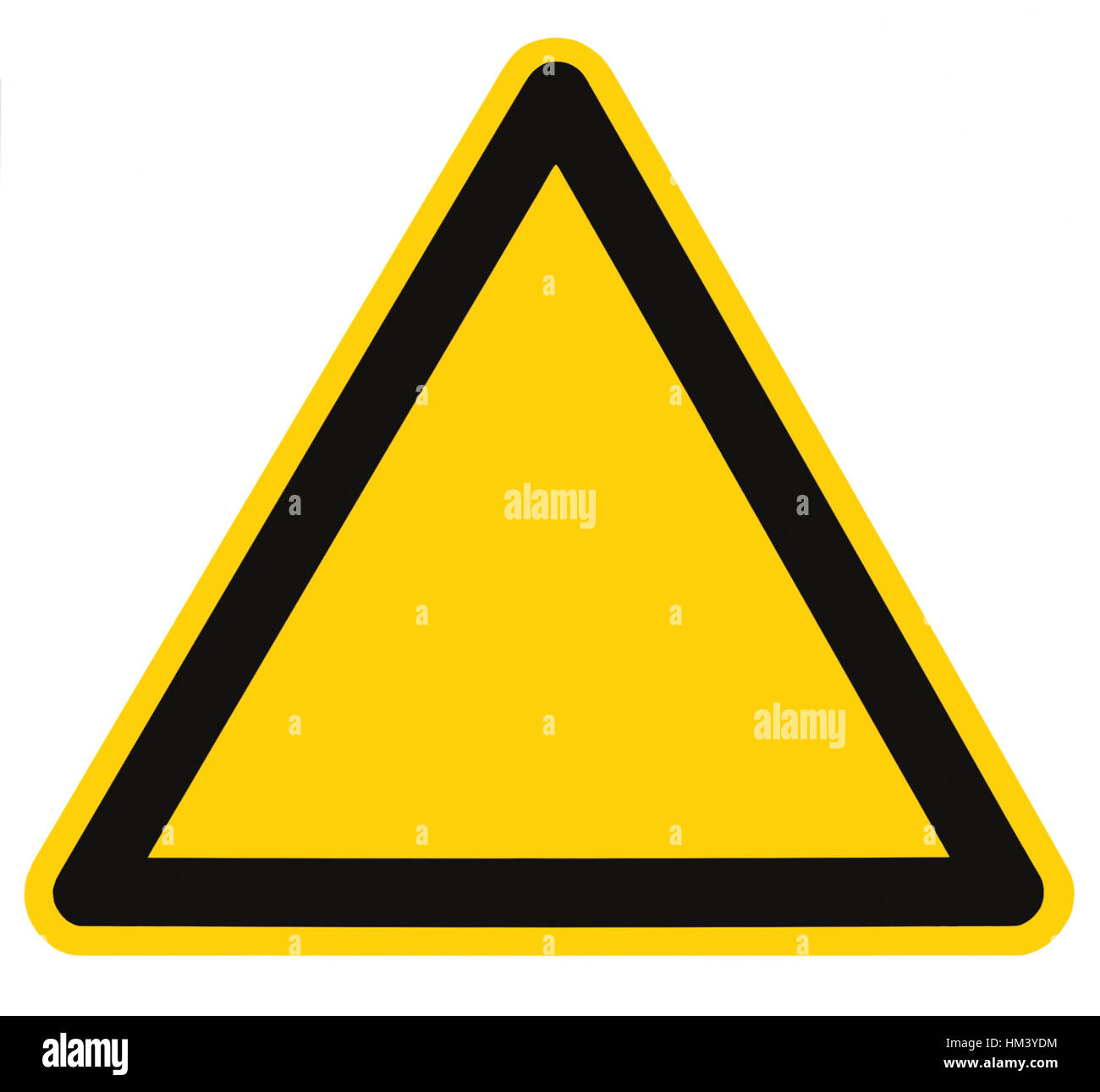 Danger vierge signe de détresse, label triangle noir isolé copie jaune espace, grand macro closeup Banque D'Images