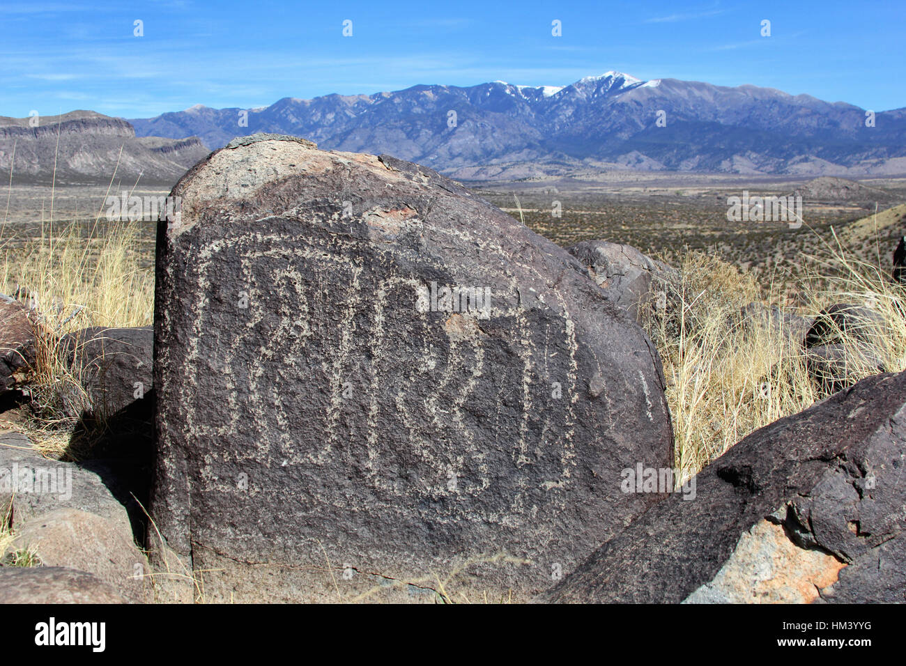 L'un des 21 000 pétroglyphes aux Trois Rivières Site de pétroglyphes dans le Nouveau Mexique datant entre 900 et 1400 AD Banque D'Images