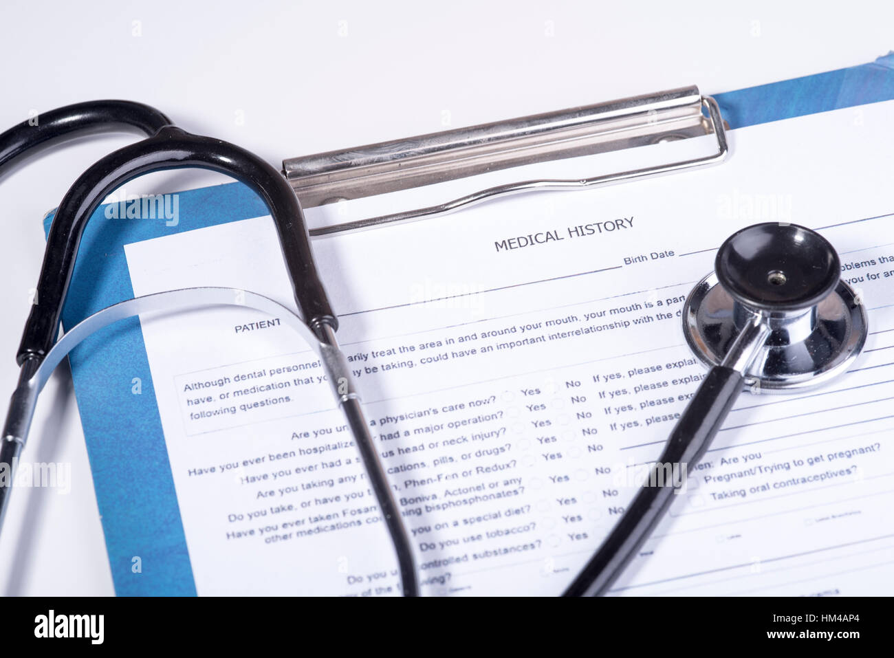 Questionnaire sur les antécédents médicaux Banque D'Images