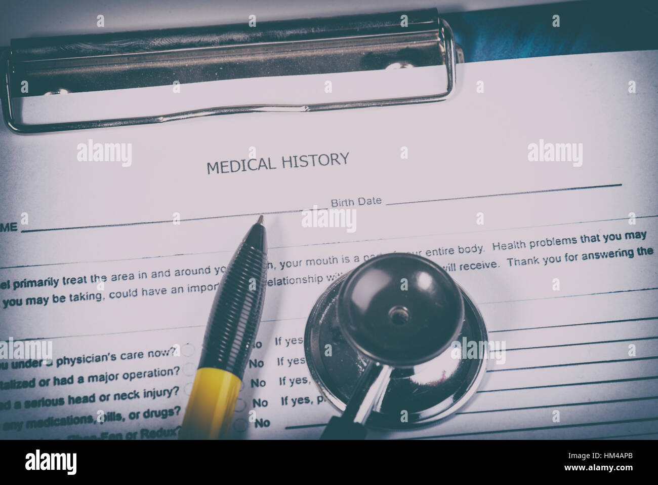 Questionnaire sur les antécédents médicaux Banque D'Images