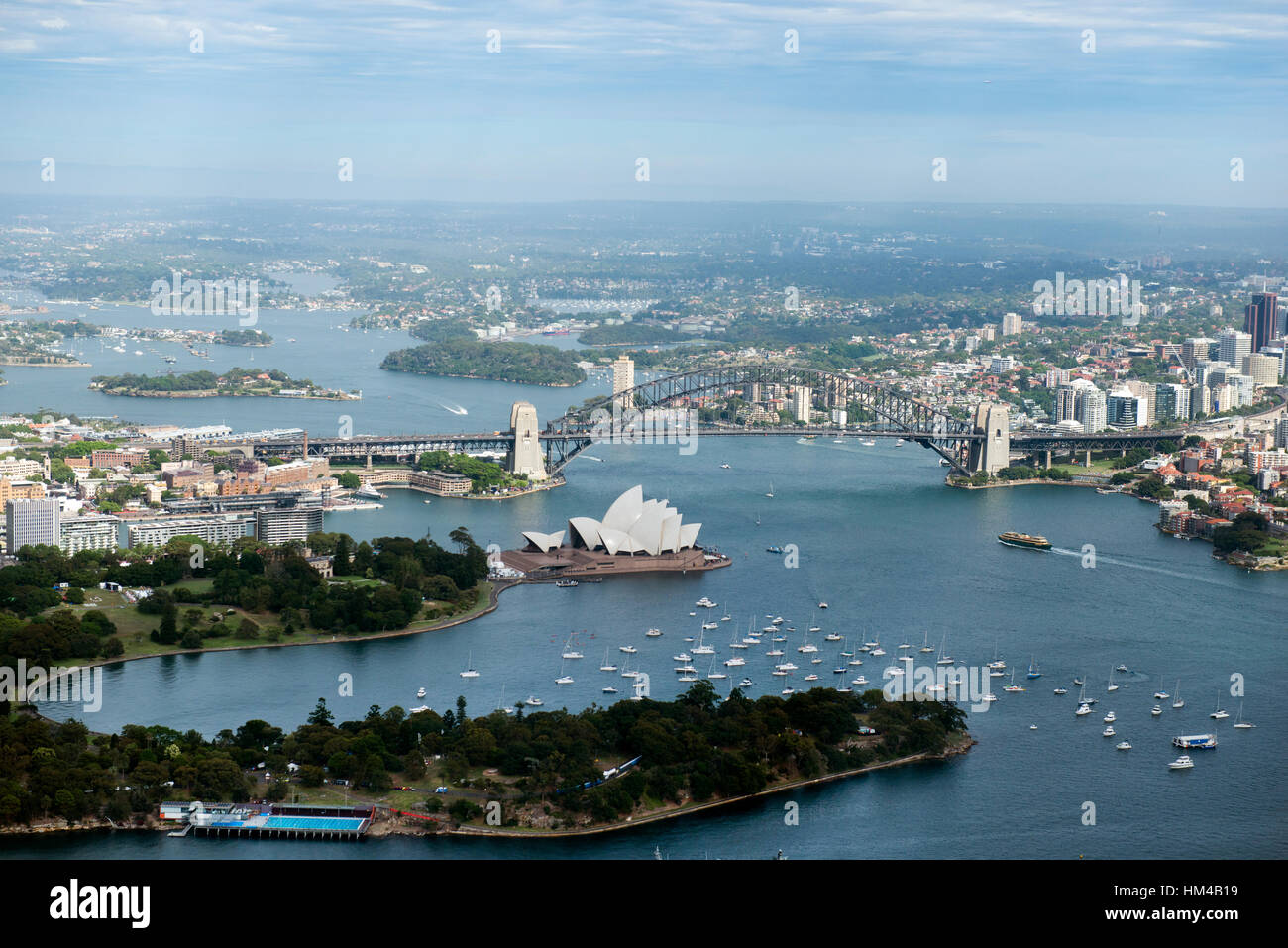 Vue sur le CBD et le port de Sydney de l'air, Nouvelles Galles du Sud en Australie Banque D'Images