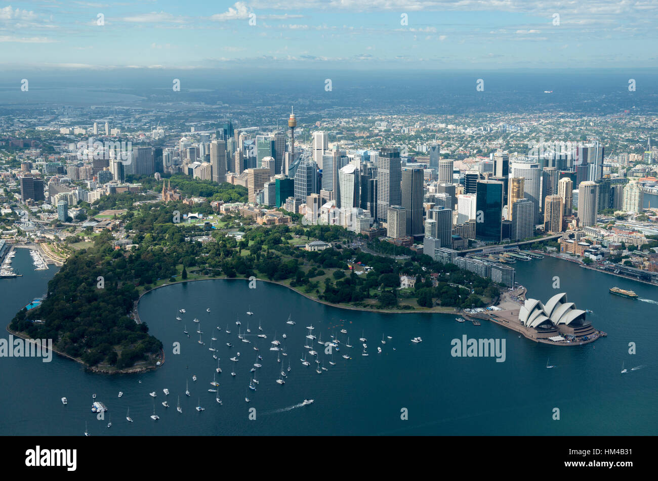 Vue sur le CBD et le port de Sydney de l'air, Nouvelles Galles du Sud en Australie Banque D'Images