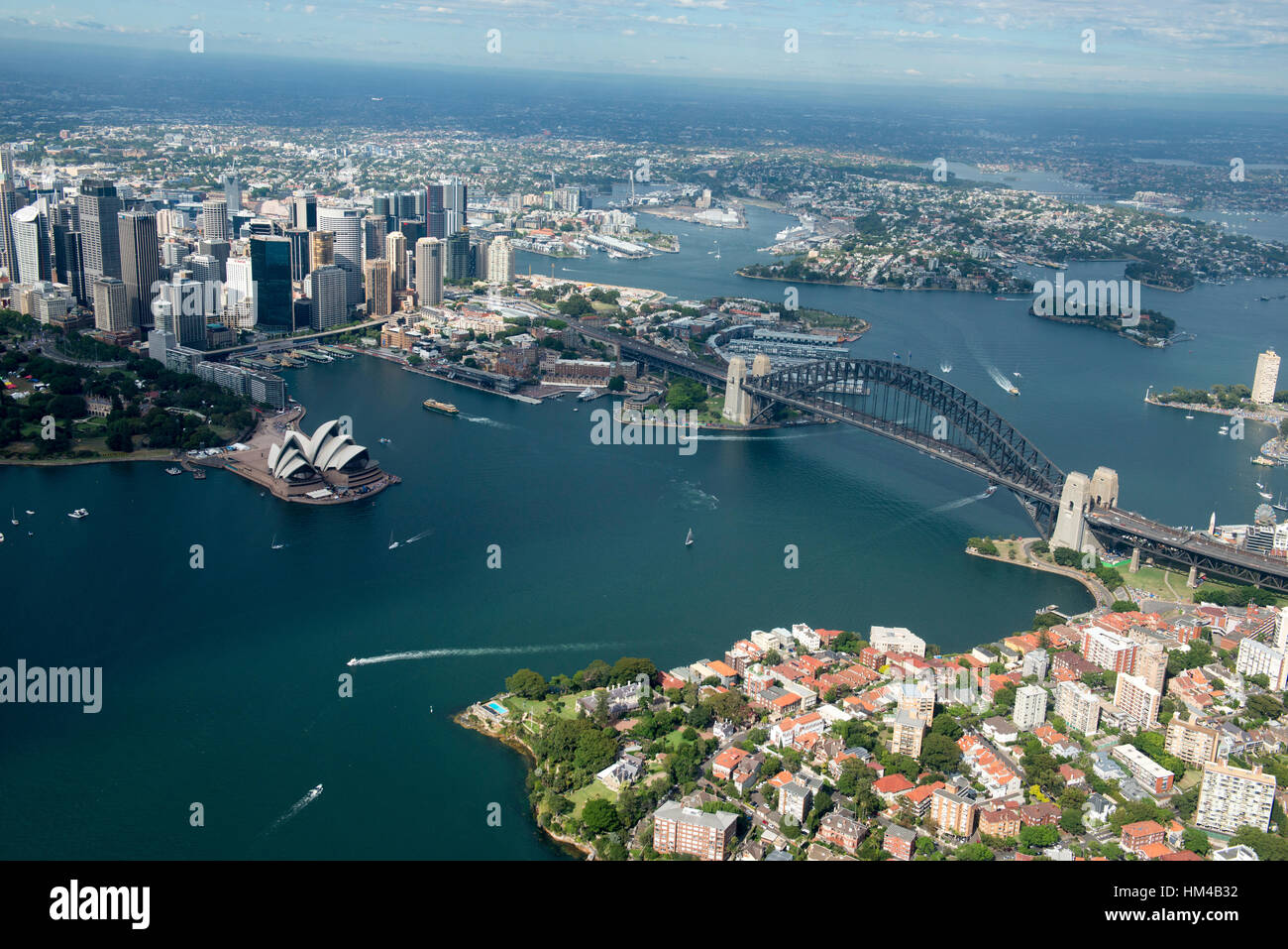 Vue sur le CBD et le port de Sydney de l'air, Nouvelles Galles du Sud en Australie Banque D'Images