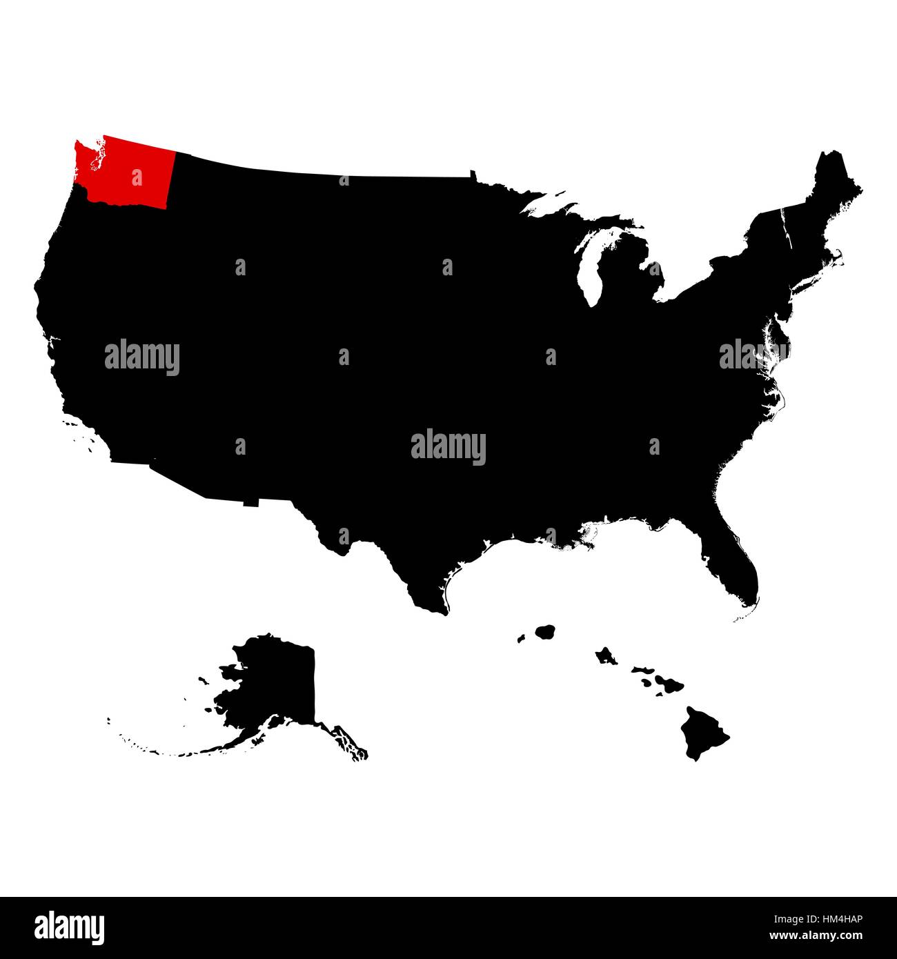 L'État de Washington aux États-Unis la carte Illustration de Vecteur