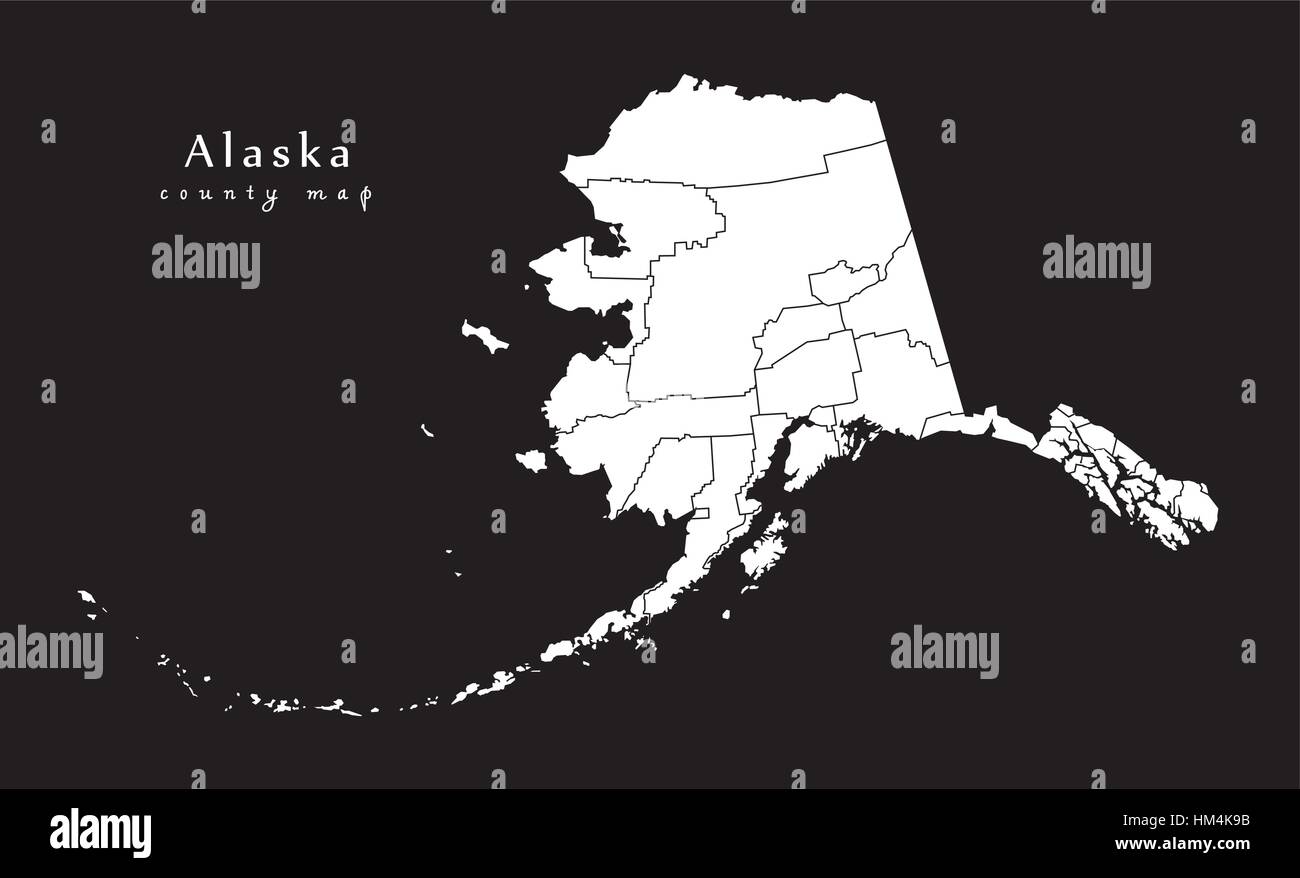 Carte moderne - carte noire de l'Alaska USA illustration silhouette Illustration de Vecteur
