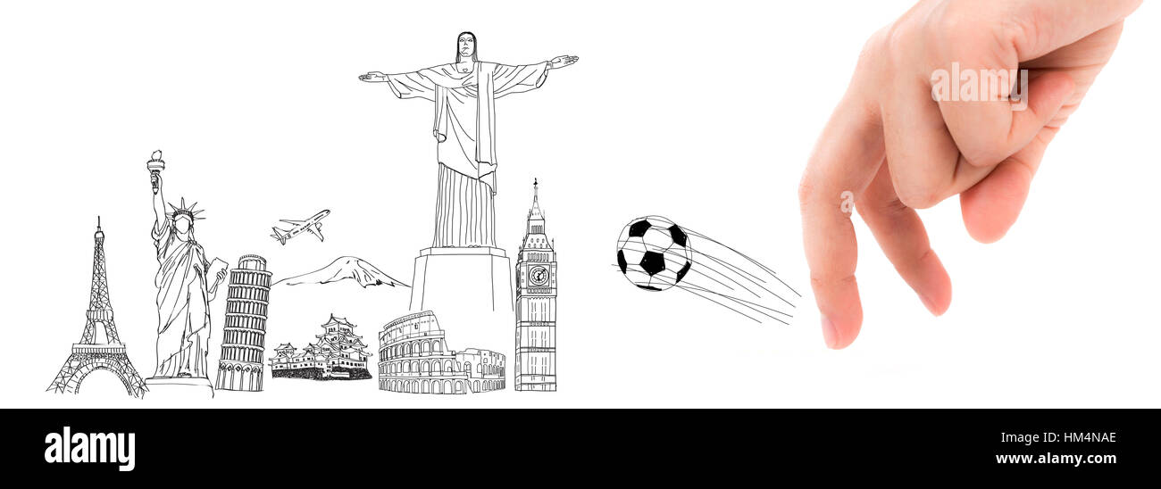 Doigt et ballon de soccer Soccer Championship 2014 en Banque D'Images