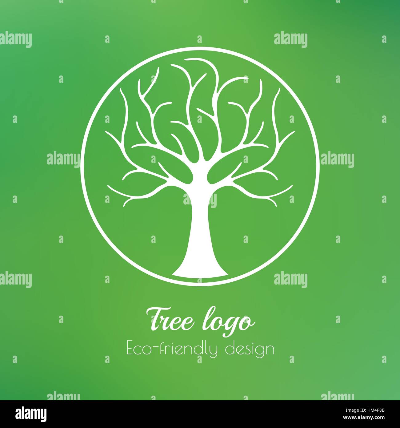 Arbre vecteur logo sur un fond vert. Ou organique produit respectueux de l'environnement modèle de conception. Illustration de Vecteur