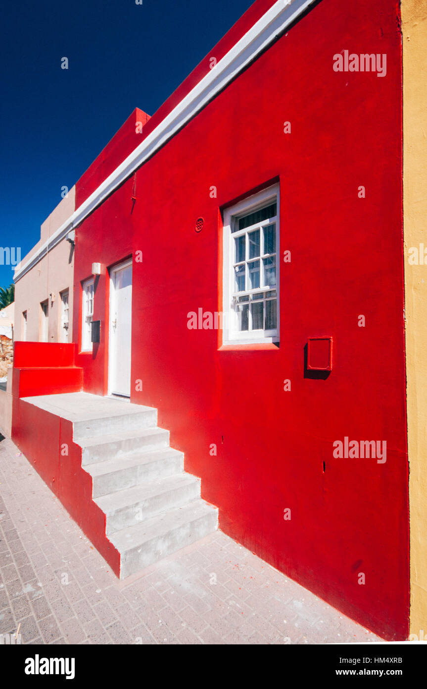 Maisons colorées à Bo Kaap, un ancien quartier de Malaisie à Cape Town, Afrique du Sud Banque D'Images